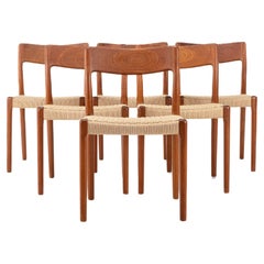 Used Set of 6 Dining chairs by EMC Møbler, Teak and Paper Cord