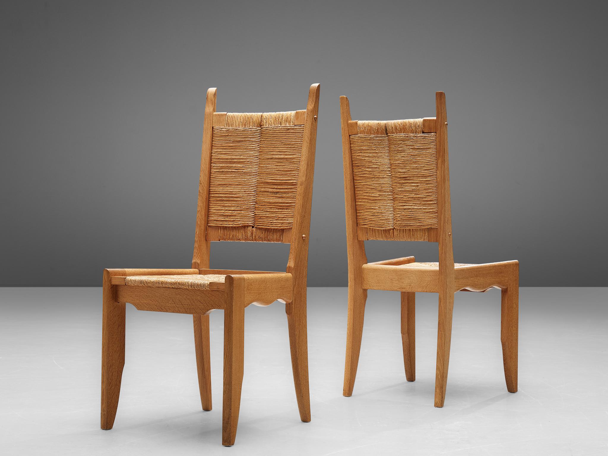 Mid-20th Century Set of 6 Dining Chairs by Guillerme et Chambron