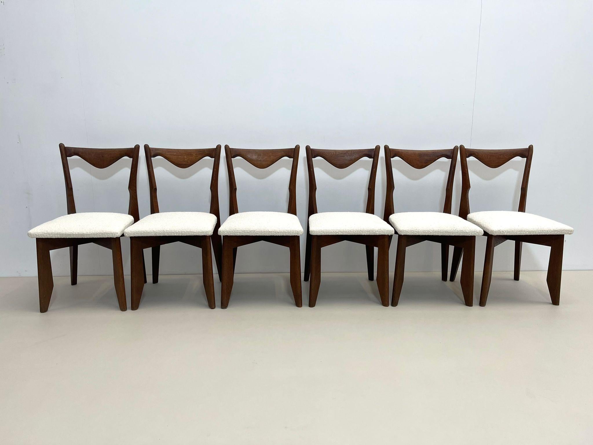 Set of 6 Dining Chairs by Guillerme et Chambron, France, 1960s, New Upholstery 2