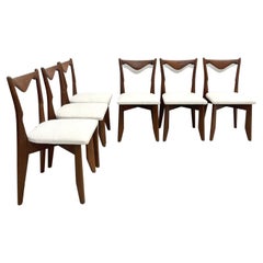 Set of 6 Dining Chairs by Guillerme et Chambron, France, 1960s, New Upholstery