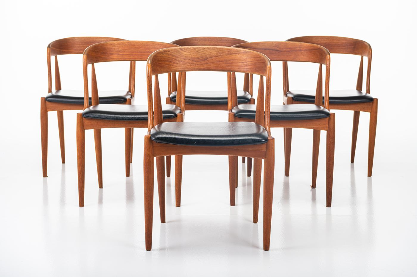 Mid-Century Modern Set of 6 Dining Chairs by Johannes Andersen for Uldum Mobelfabrik, Denmark, 1960