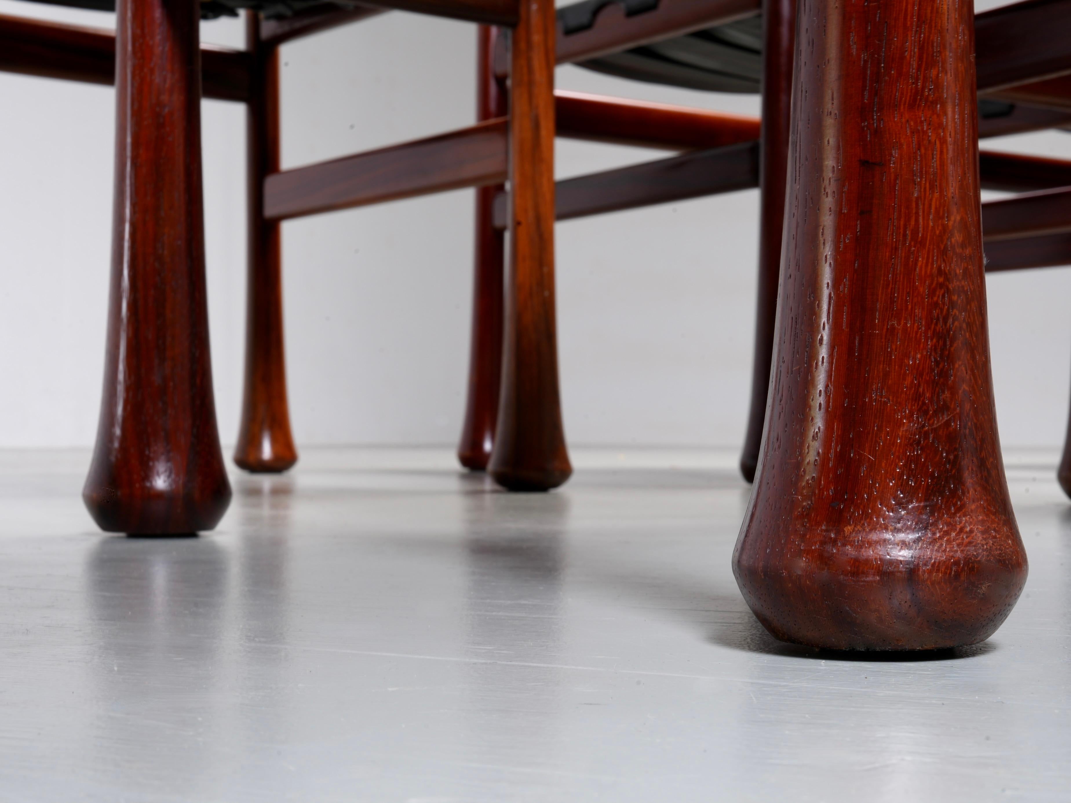 Set of 6 Dining Chairs by Luciano Frigerio in Wood and Leather, Italy, 1970's For Sale 5