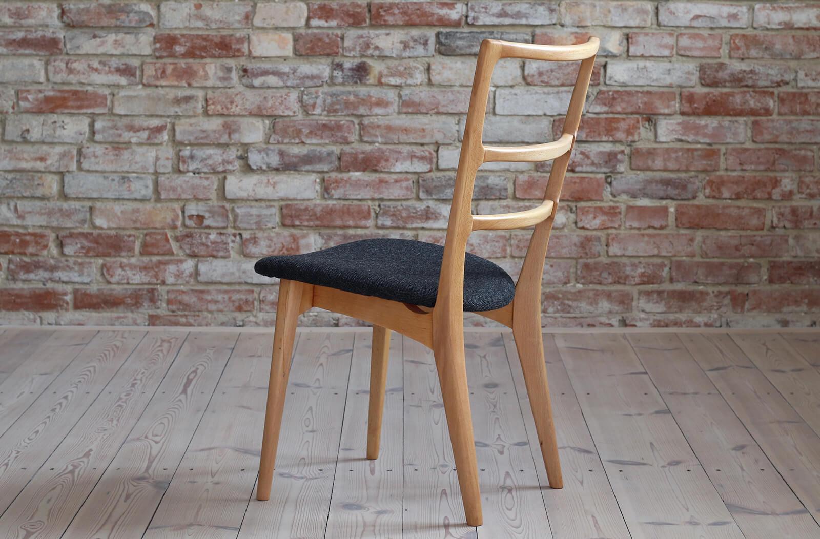 Mid-20th Century Set of 6 Dining Chairs by Marian Grabiński, Midcentury, Reupholstered in Kvadrat