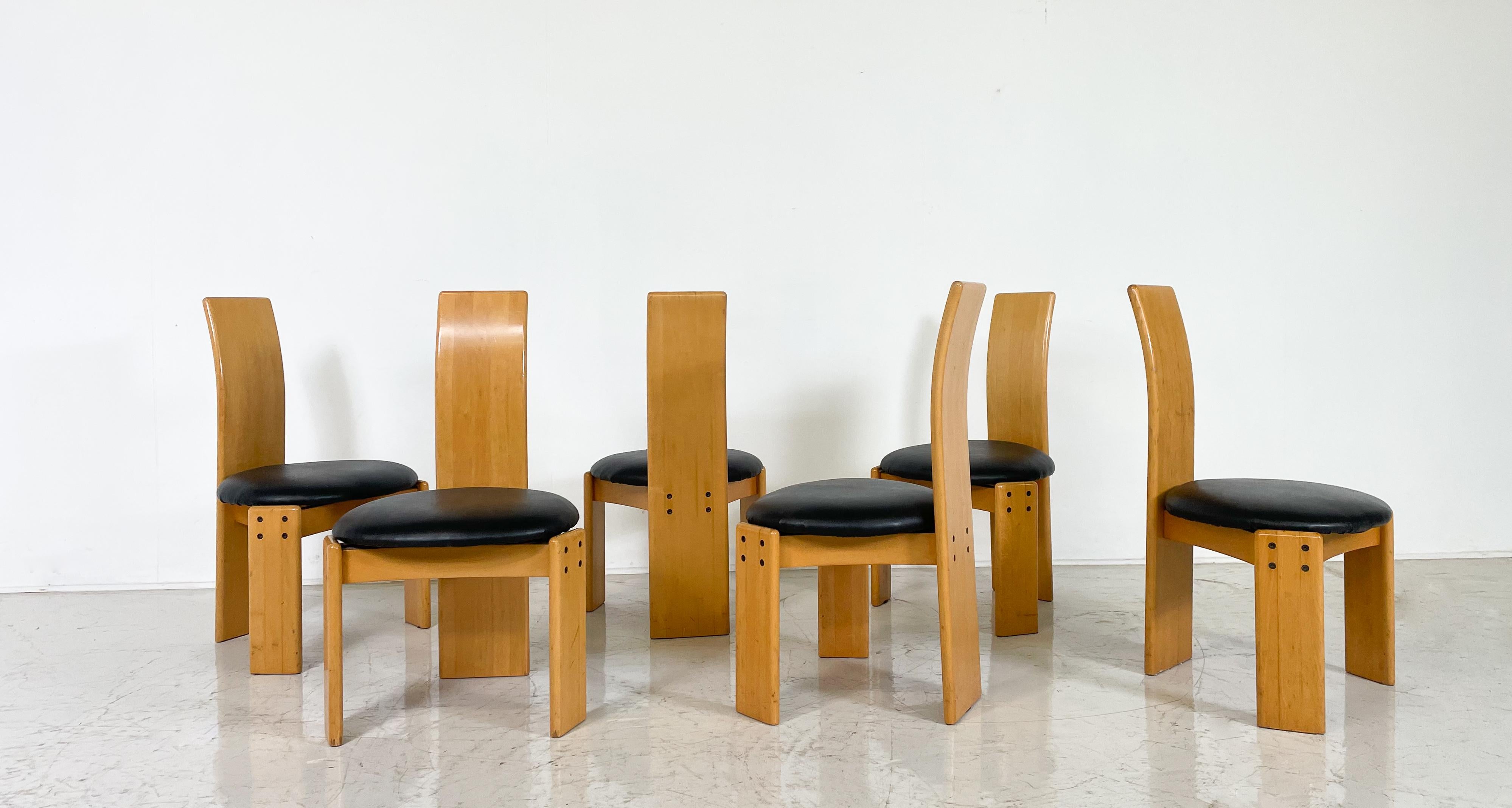 Set of 6 Dining Chairs by Mario Marenco for Mobil Girgi,Italy, 1970s