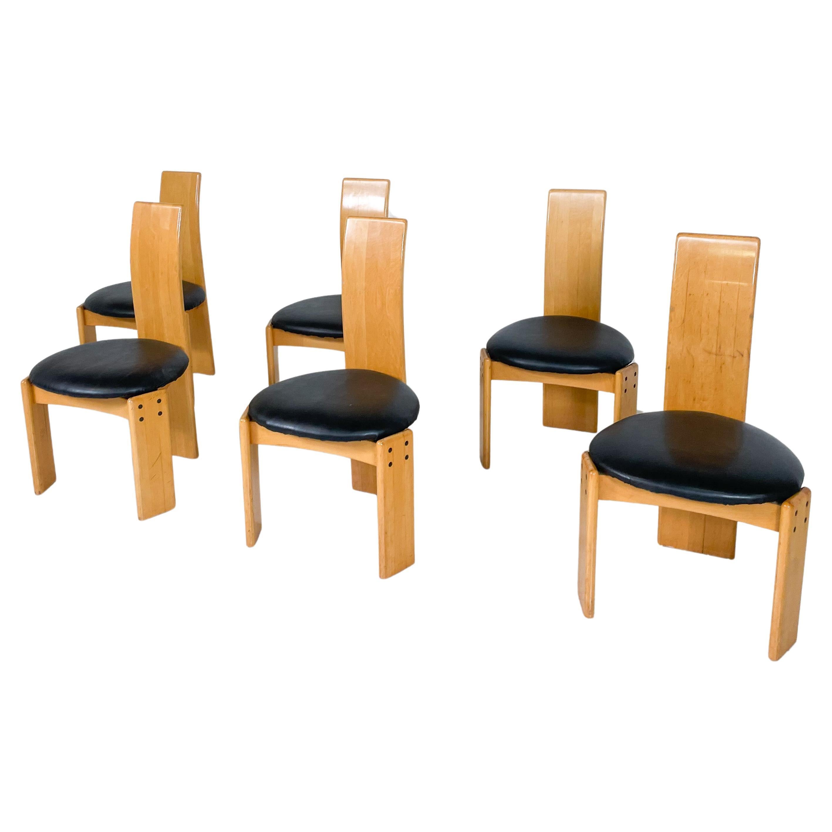 Set of 6 Dining Chairs by Mario Marenco for Mobil Girgi, Italy, 1970s For Sale