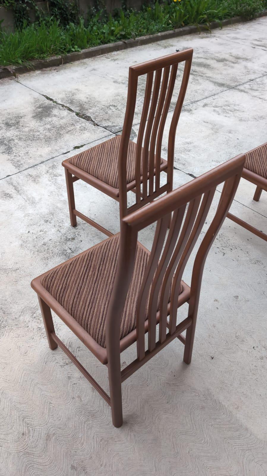 Mid-Century Modern Set of 6 Dining Chairs by Mario Marenco for Mobilgirgi, 70s For Sale