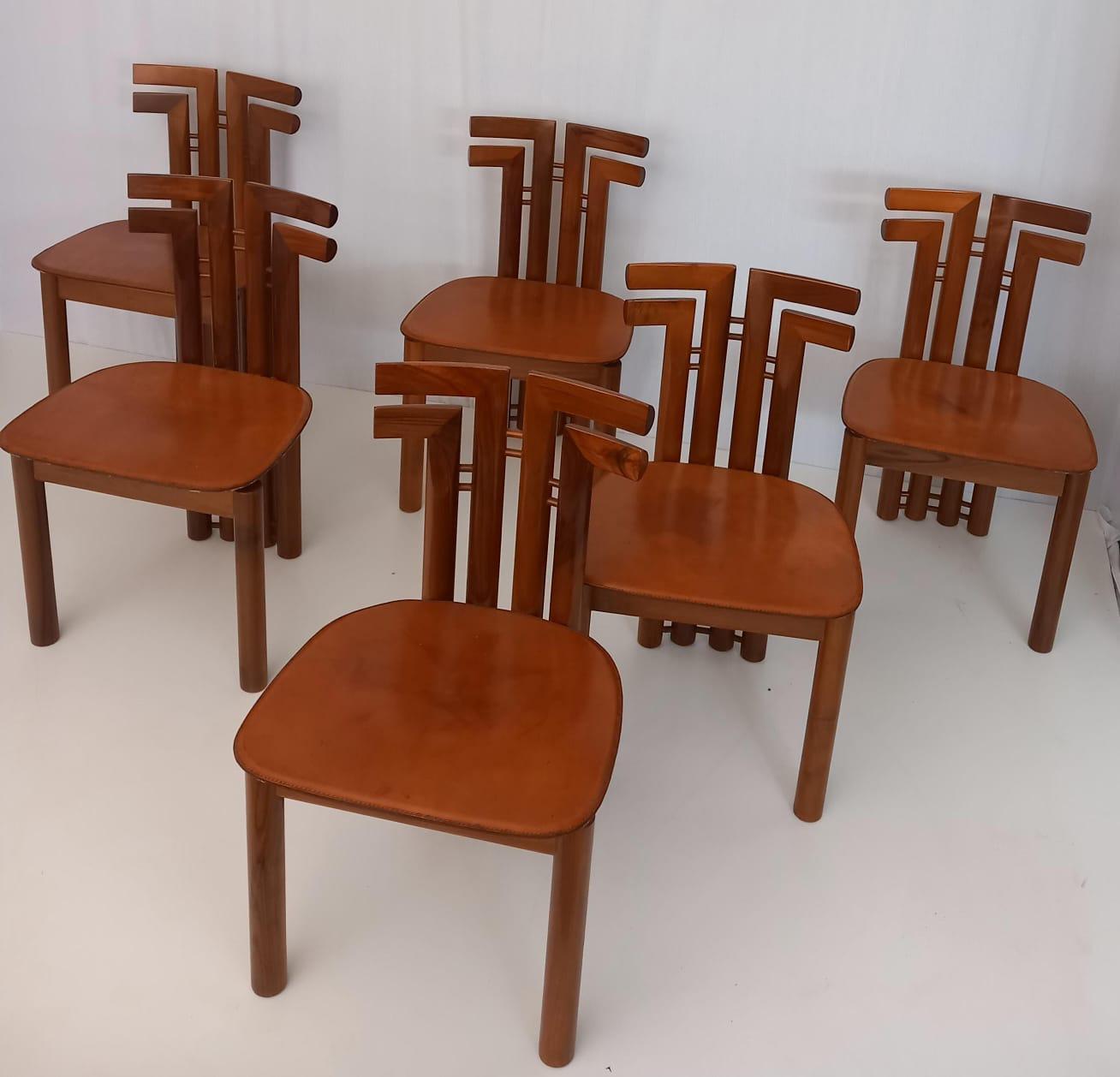 Late 20th Century Ensemble de 6 chaises de salle à manger par Mario Marenco pour Mobilgirgi, années 70 en vente