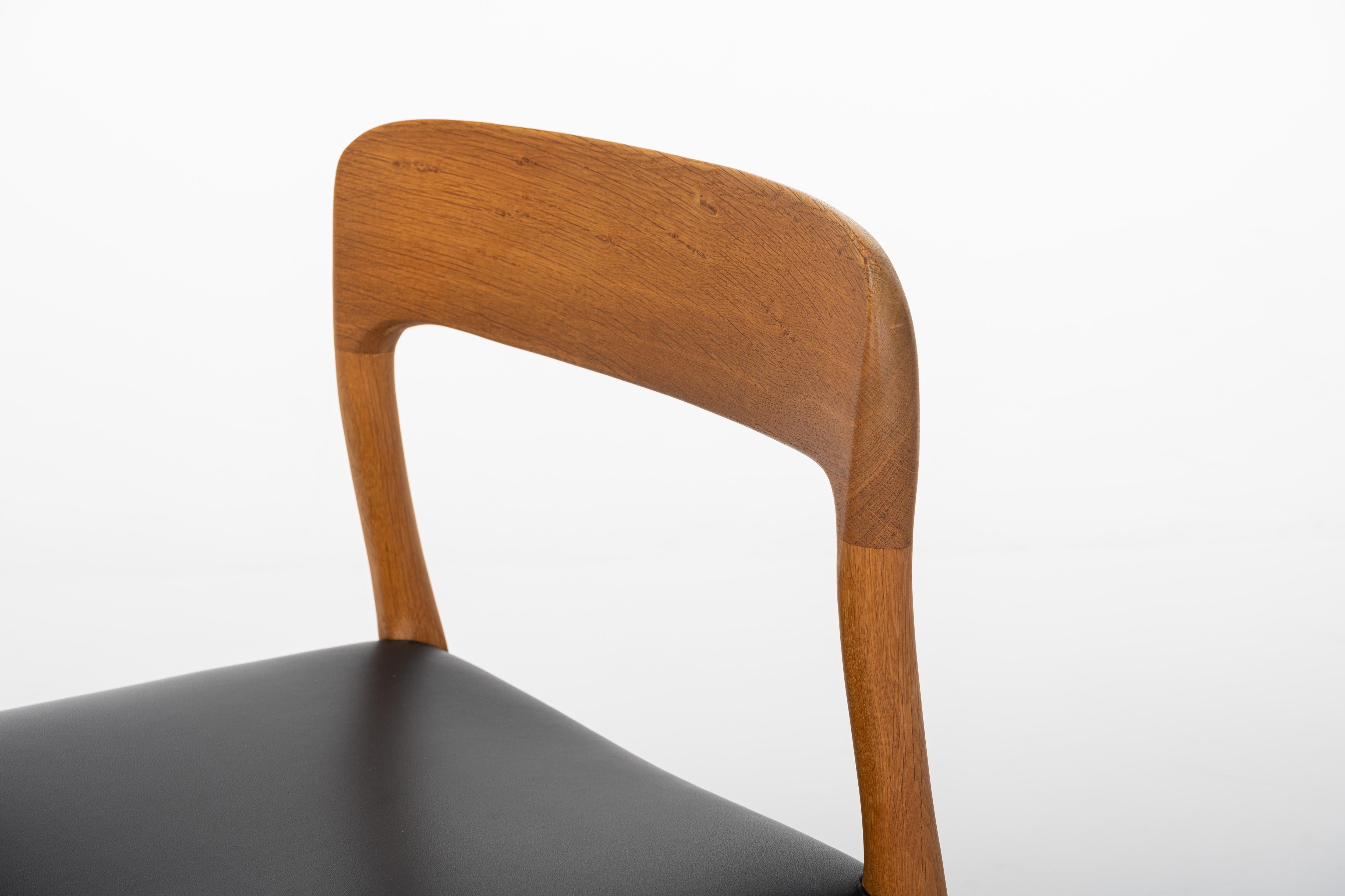 Juego de 6 sillas de comedor de Niels O. Møller, Model 75 en venta 4