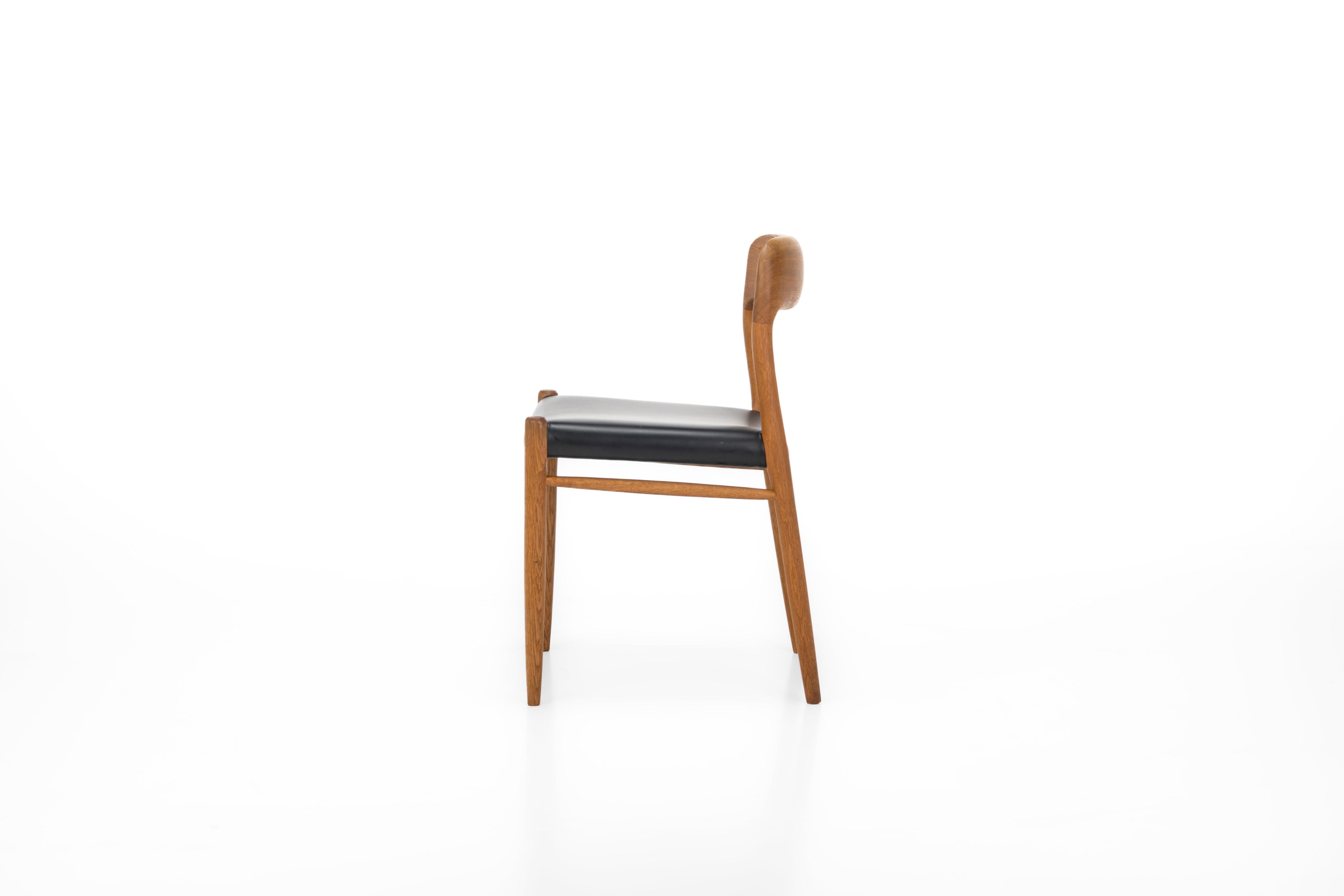 Juego de 6 sillas de comedor de Niels O. Møller, Model 75 Cuero en venta