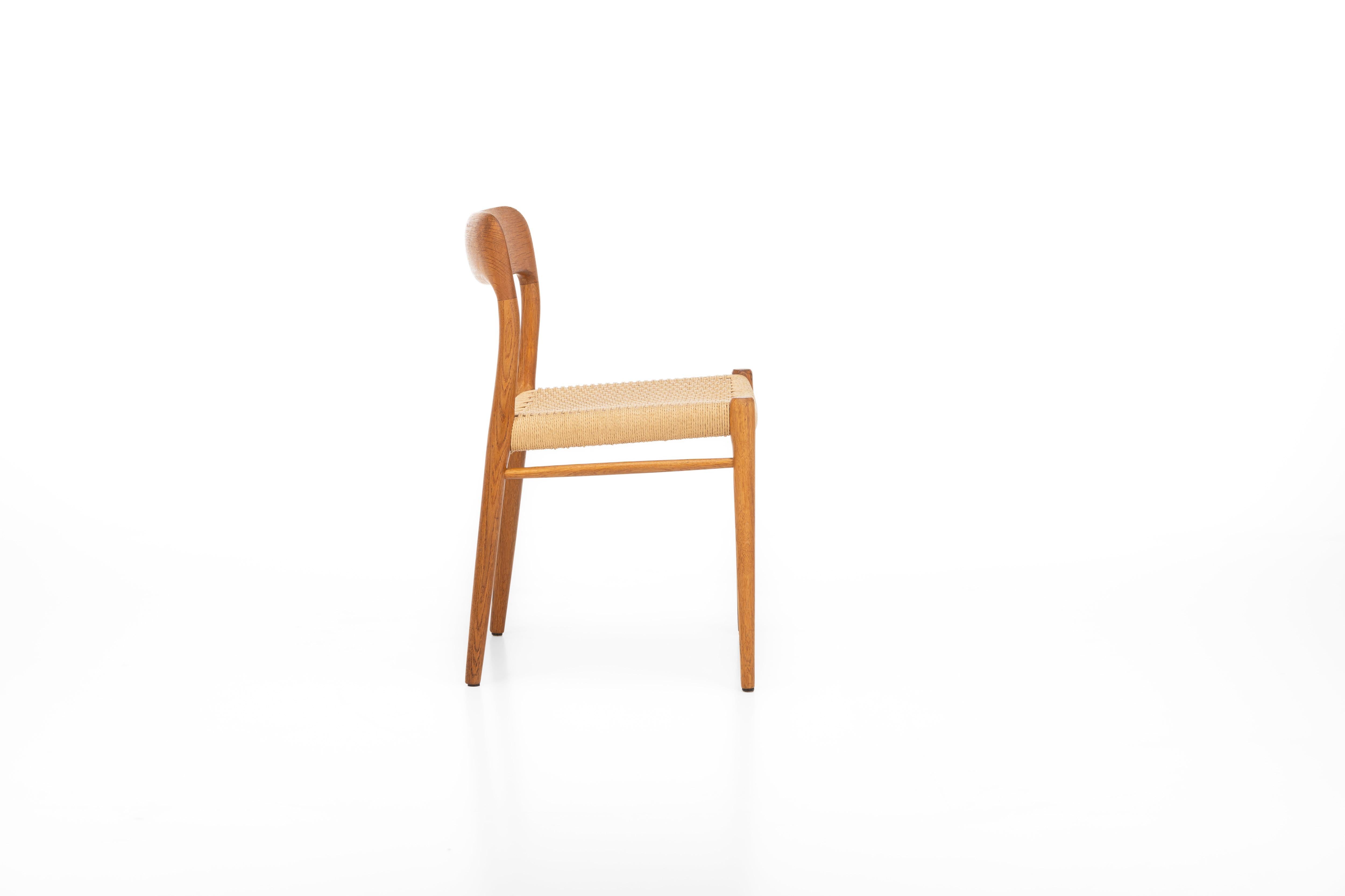 Oak Set of 6 dining chairs by Niels O. Møller, Model 75