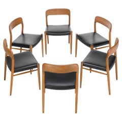 Set di 6 sedie da pranzo di Niels O. Møller, Model 75