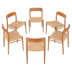 Set of 6 dining chairs by Niels O. Møller, Model 75