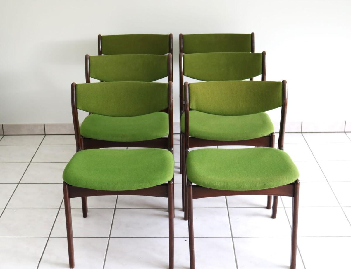 Scandinavian Modern Set Of 6 dining chairs By Poul Erik Jorgensen for Farso Stolefabrik