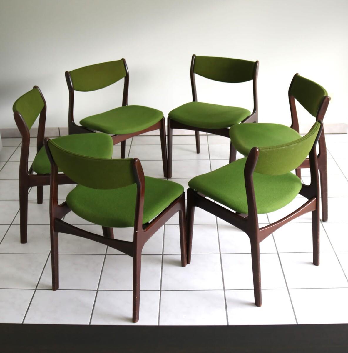 Danish Set Of 6 dining chairs By Poul Erik Jorgensen for Farso Stolefabrik