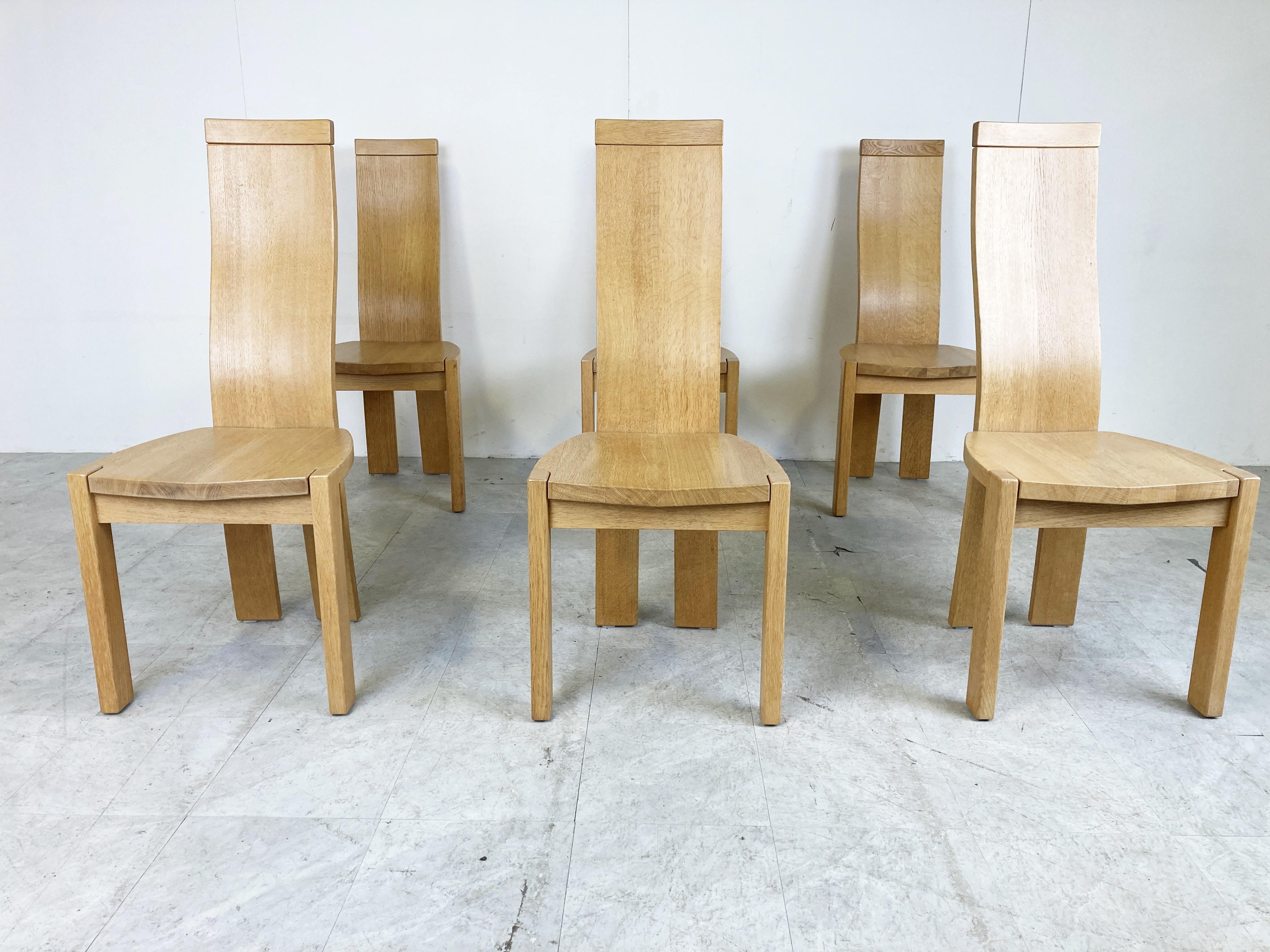 Mid-Century Modern Set of 6 Dining Chairs by Rob & Dries Van Den Berghe, 1980s For Sale