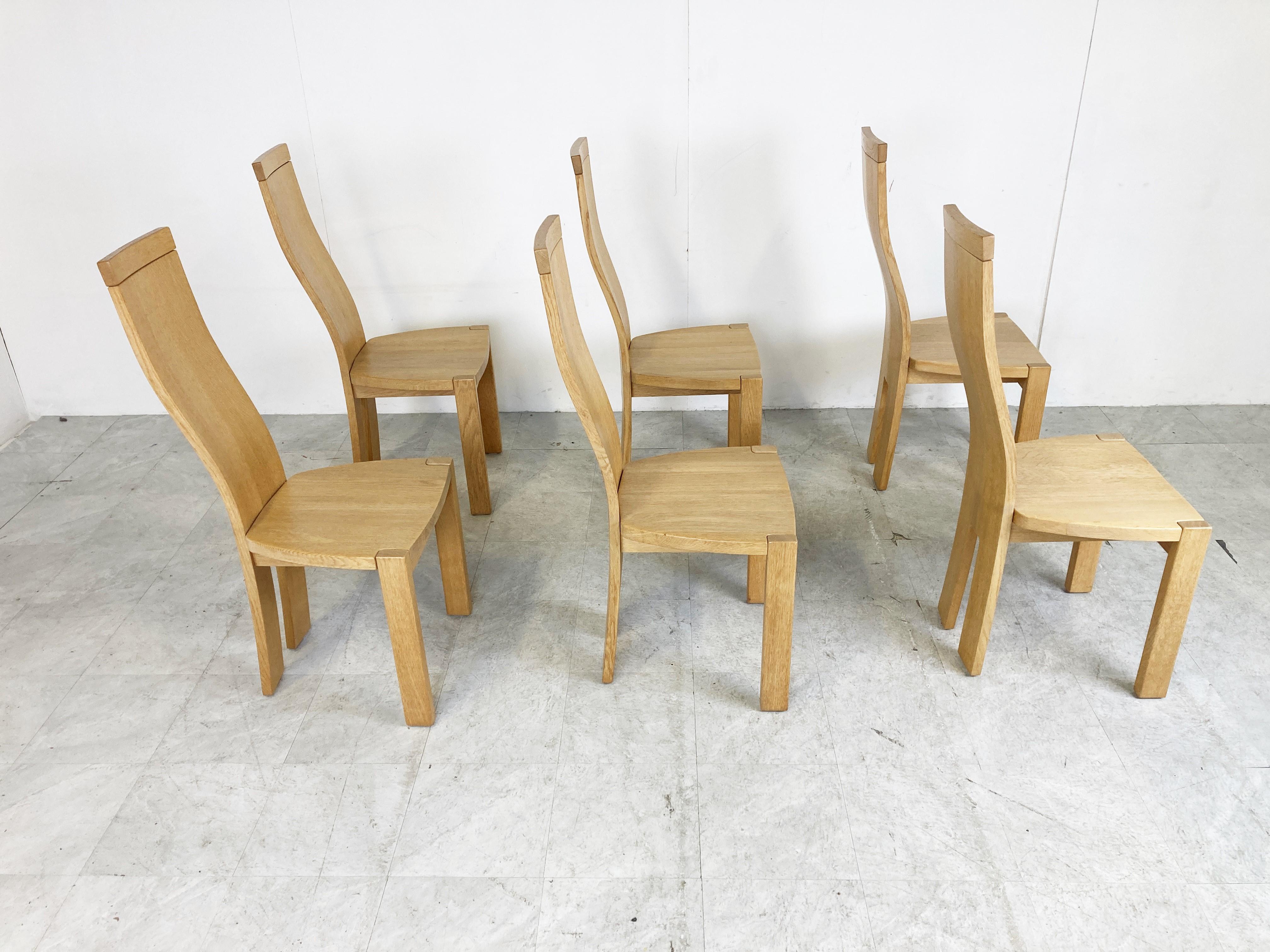 Belgian Set of 6 Dining Chairs by Rob & Dries Van Den Berghe, 1980s For Sale