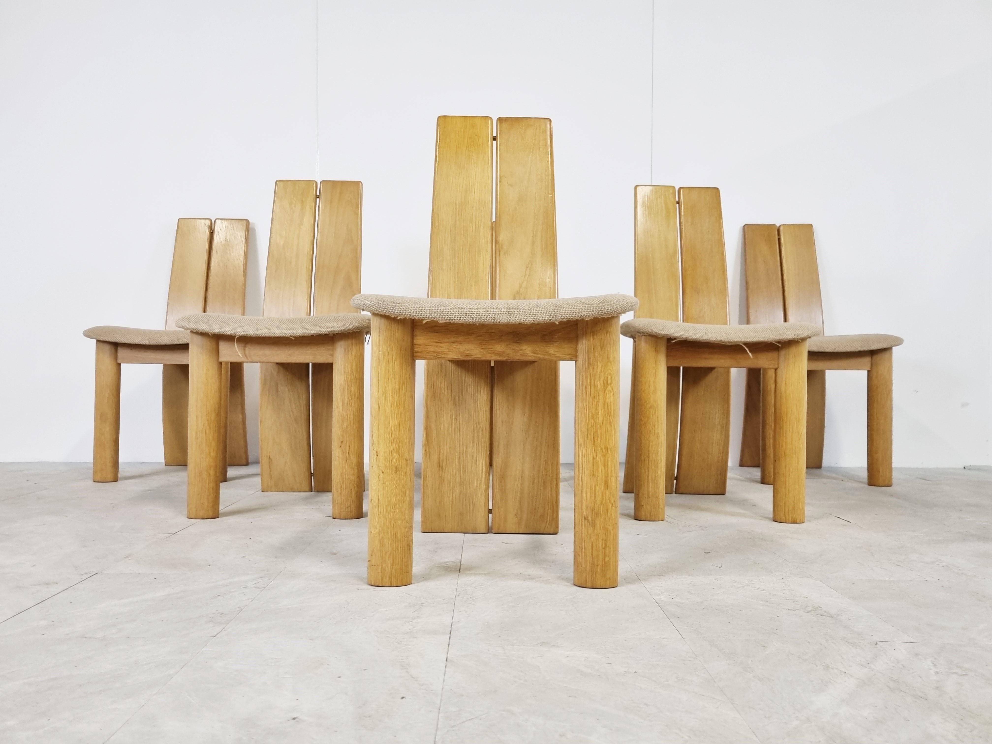 Fabric Set of 6 Dining Chairs by Rob & Dries Van Den Berghe, 1980s
