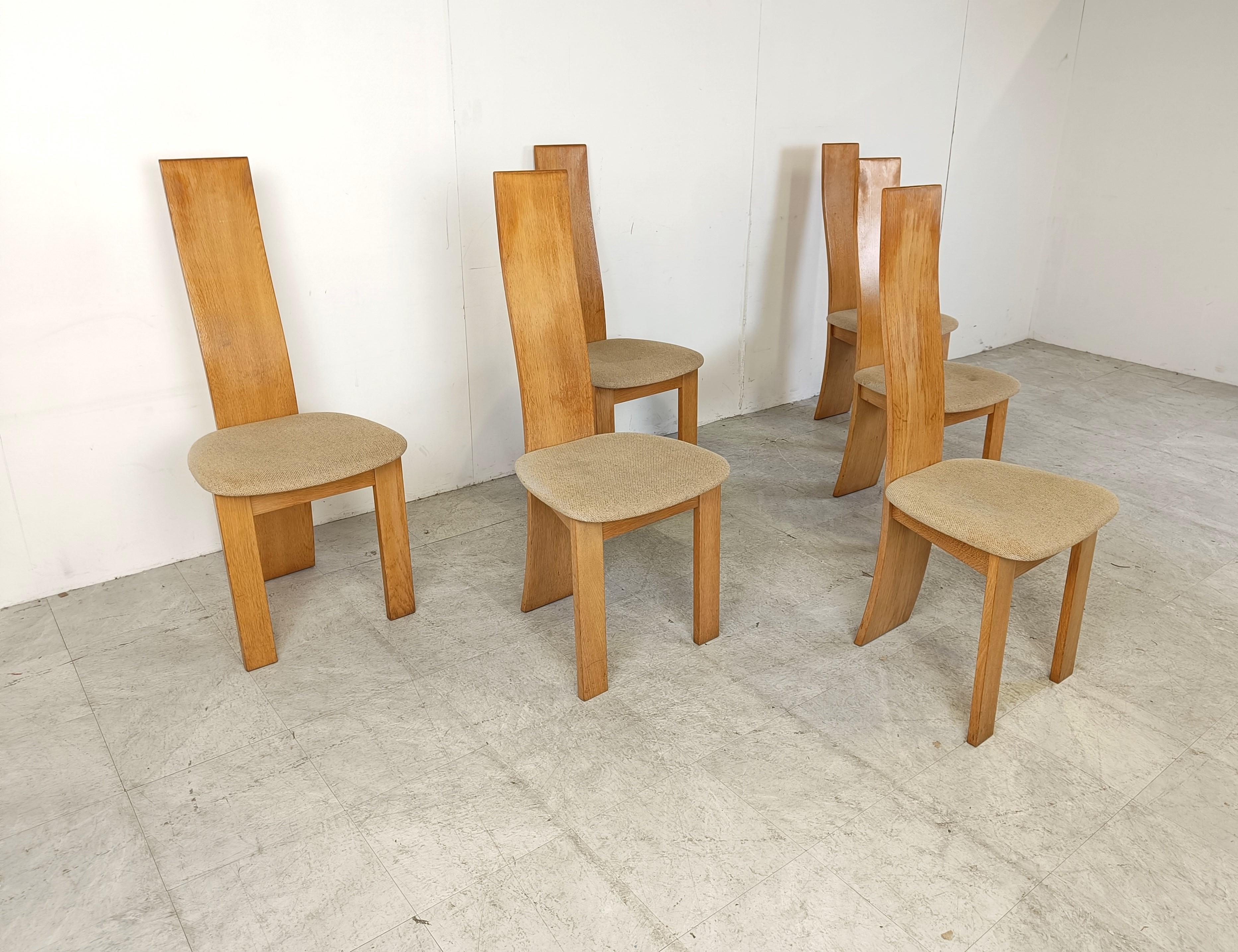 Fabric Set of 6 dining chairs by Rob & Dries van den Berghe, 1980s For Sale