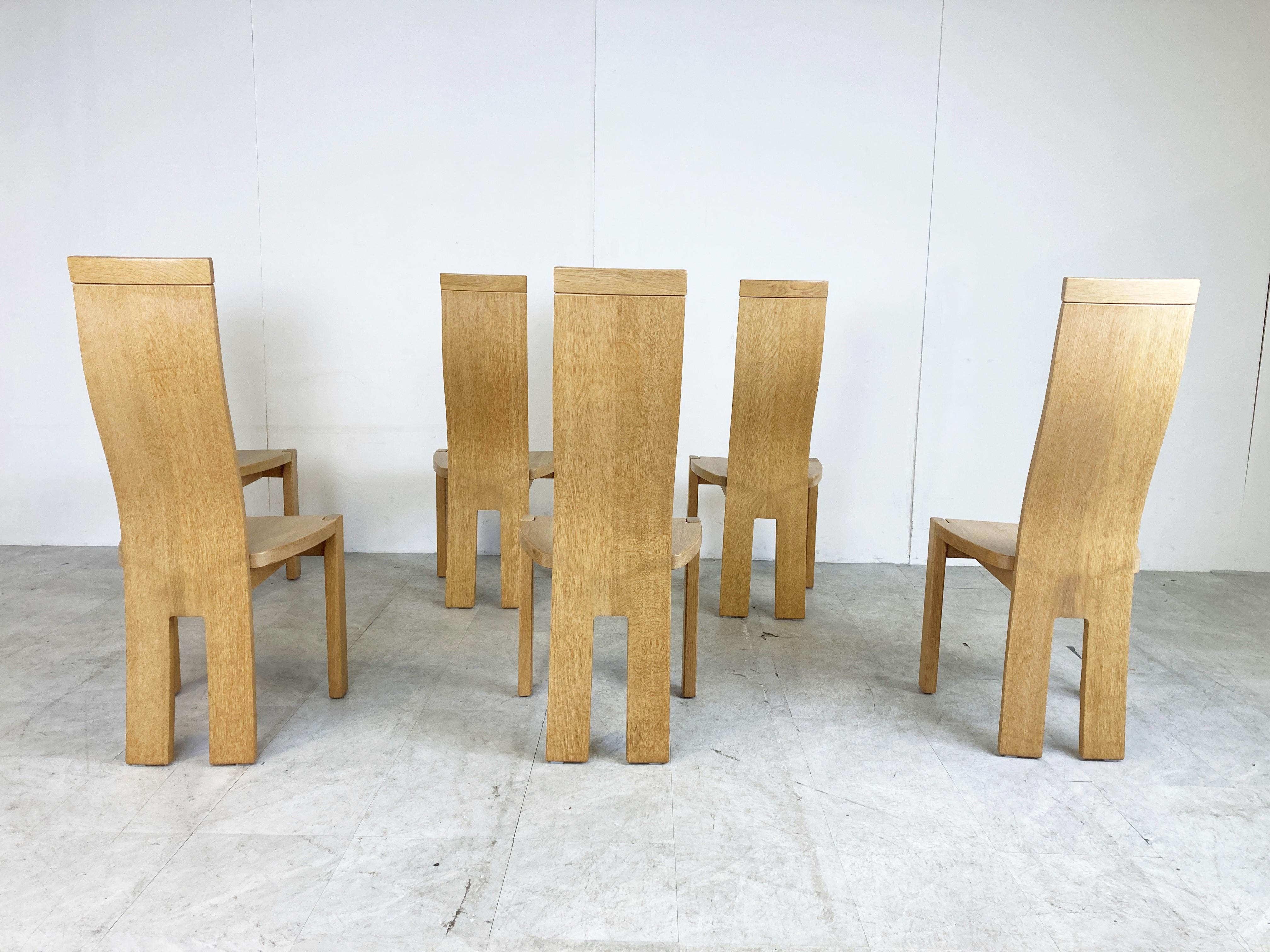 Ensemble de 6 chaises de salle à manger par Rob & Dries van den Berghe, années 1980 en vente 1