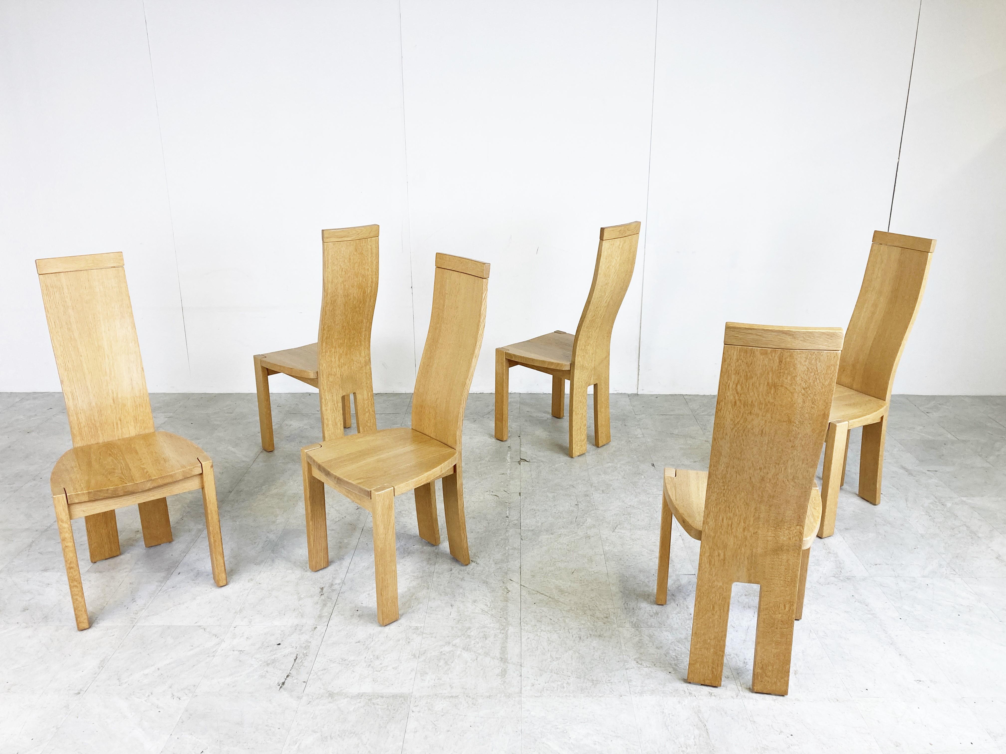 Ensemble de 6 chaises de salle à manger par Rob & Dries van den Berghe, années 1980 en vente 2