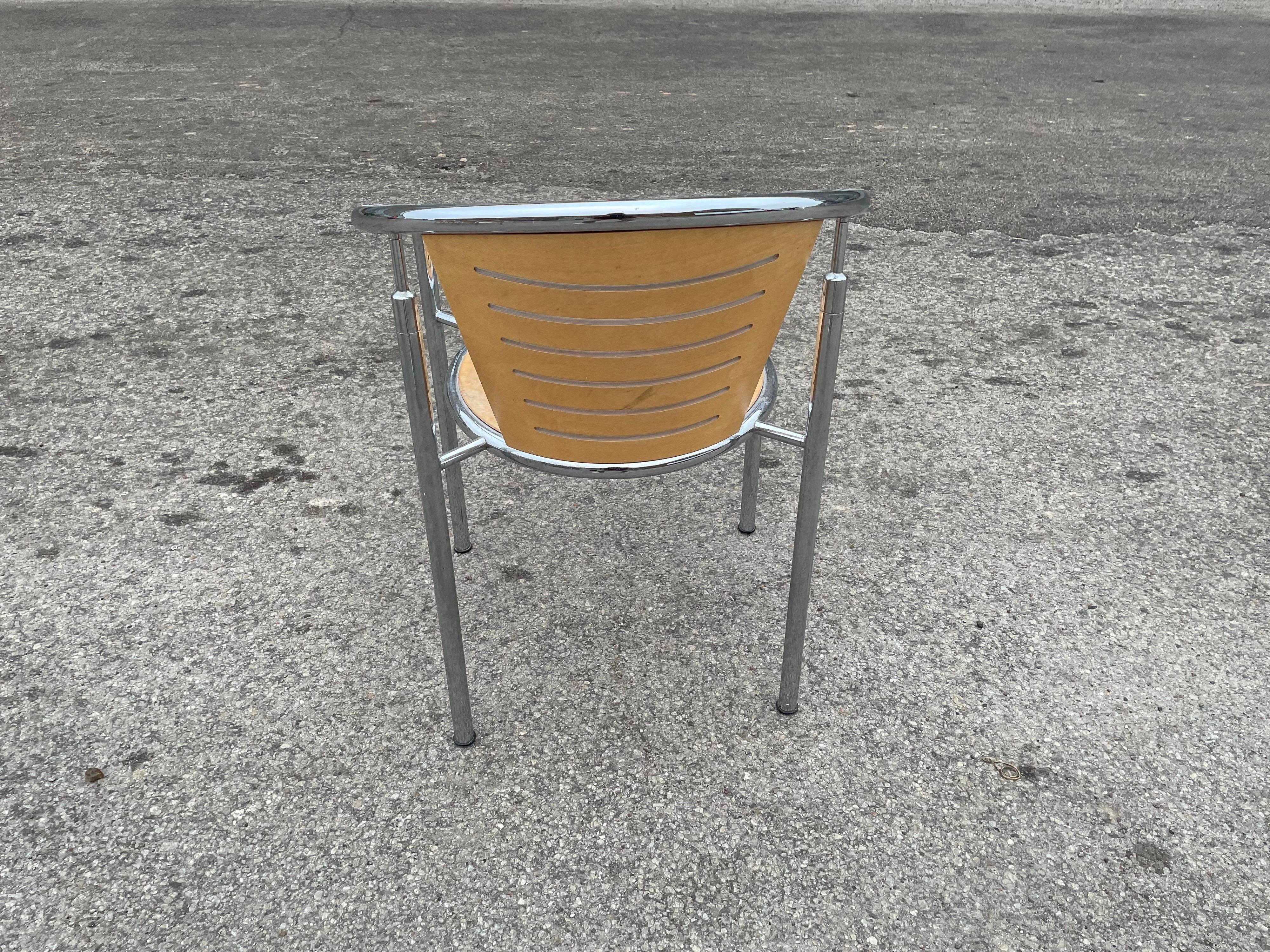 Chrome Set of 6 Dining chairs by Rud Thygesen and Johnny Sørensen for Botium Denmark For Sale