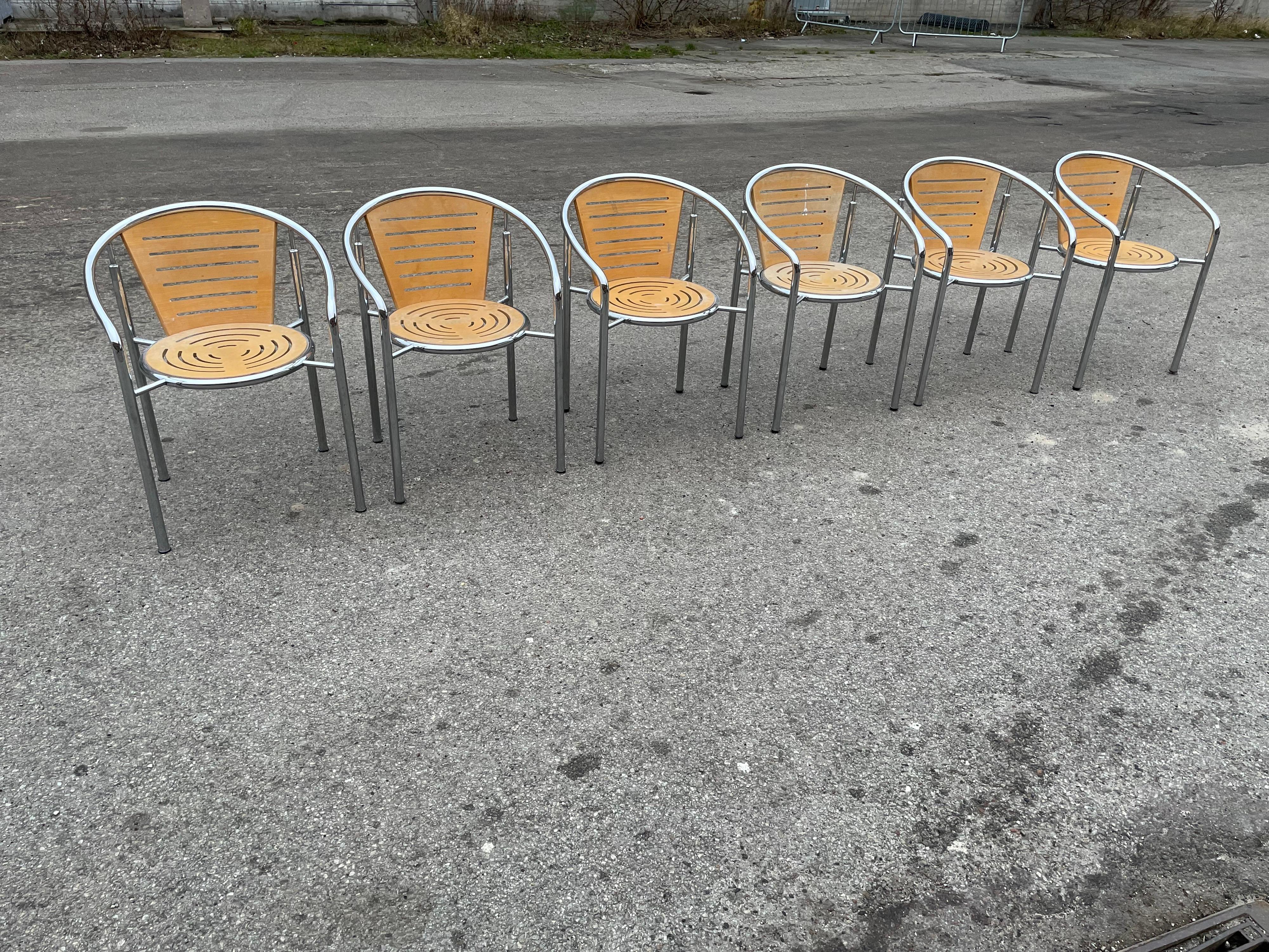 Late 20th Century Set of 6 Dining chairs by Rud Thygesen and Johnny Sørensen for Botium Denmark For Sale