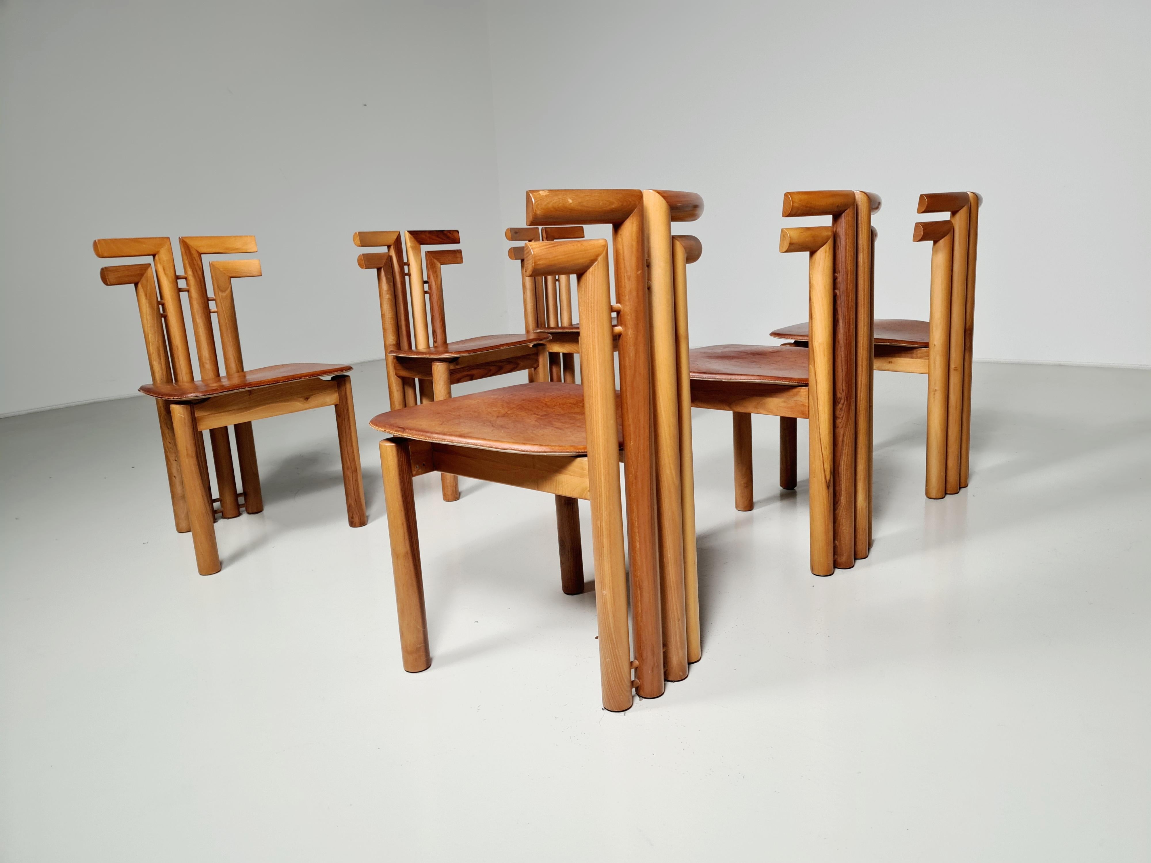 Set of 6 Dining Chairs by Sapporo Mobil Girgi Italy, 1970s In Good Condition In amstelveen, NL