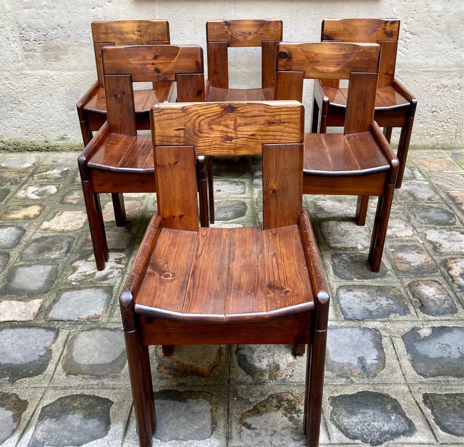 Set of 6 Dining Chairs by Silvio Coppola for Fratelli Montina, 1970's For Sale 2