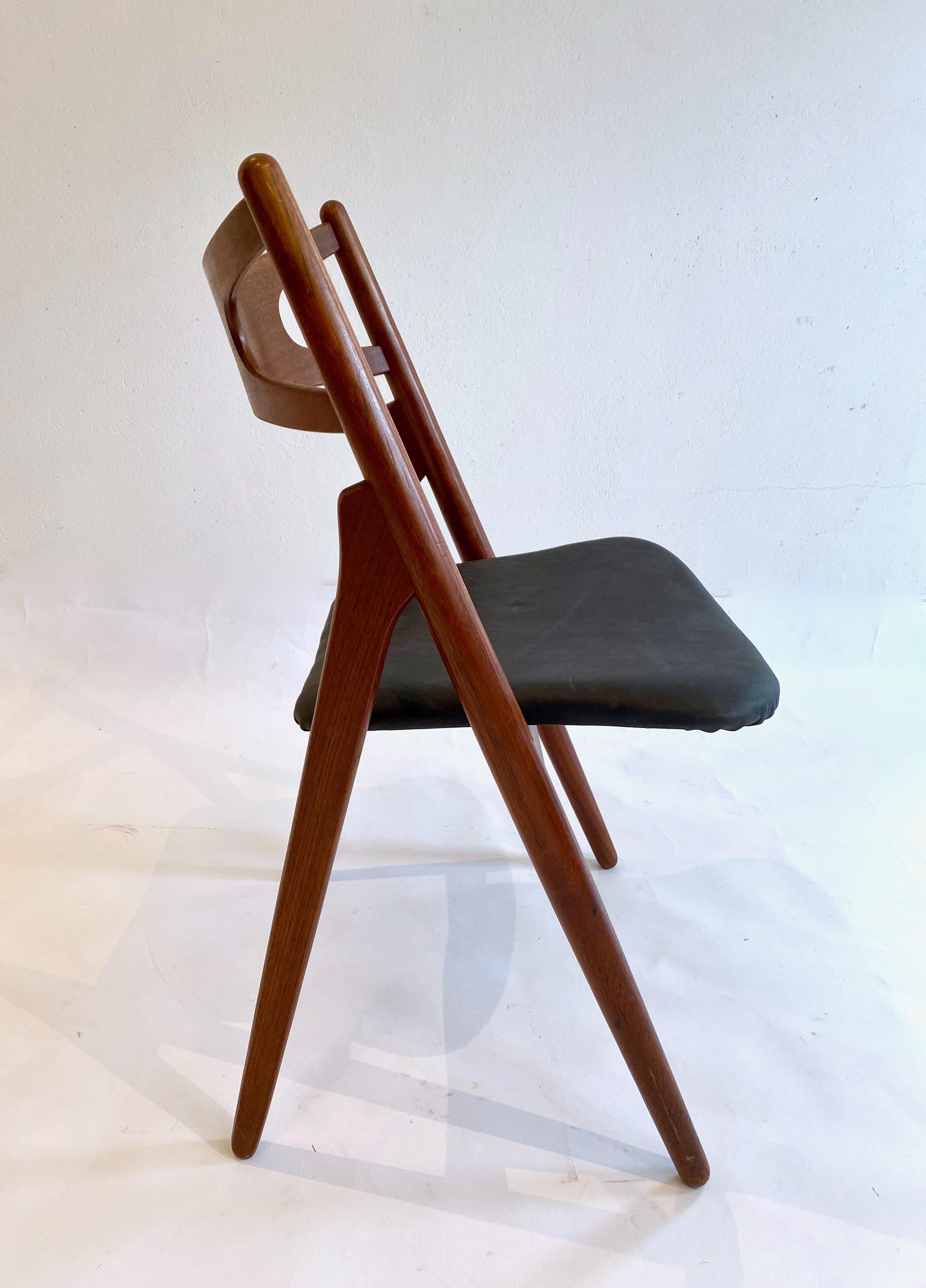Danish Set of 6 dining chairs, CH-29 (sawhorse chair) by Hans Wegner For Sale