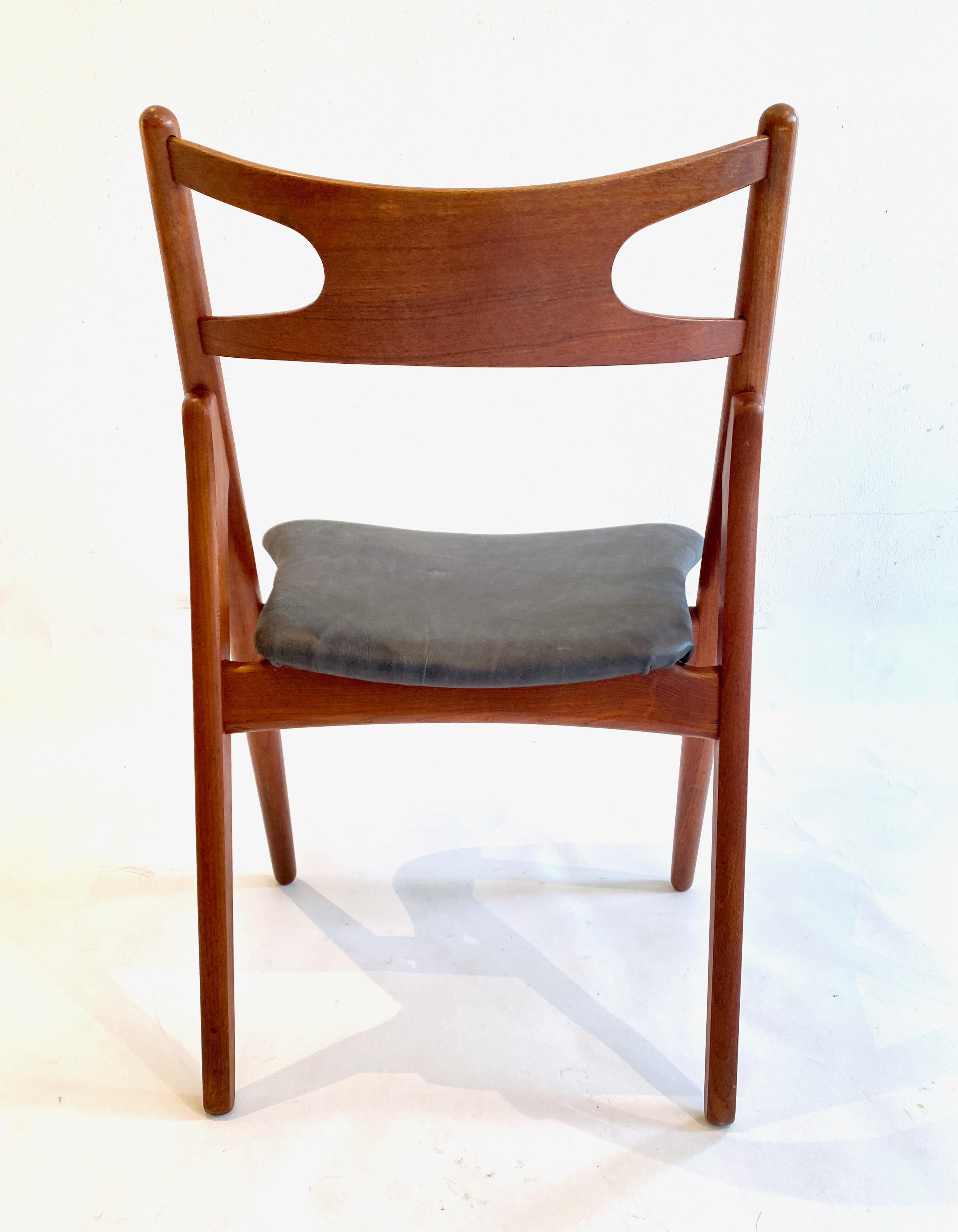 Set of 6 dining chairs, CH-29 (sawhorse chair) by Hans Wegner In Good Condition For Sale In Klintehamn, SE