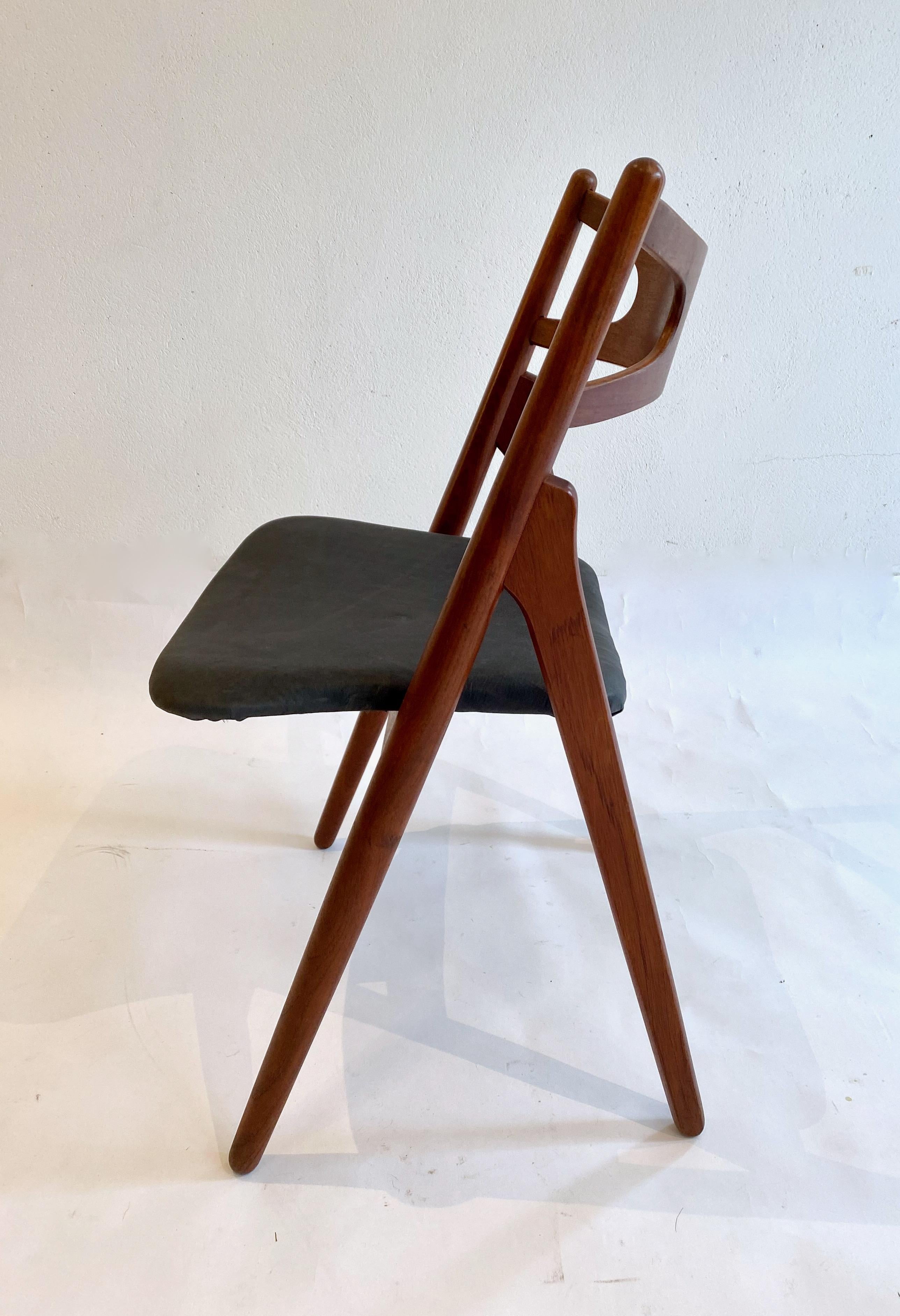 Mid-20th Century Set of 6 dining chairs, CH-29 (sawhorse chair) by Hans Wegner For Sale
