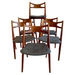 Set of 6 dining chairs, CH-29 (sawhorse chair) by Hans Wegner