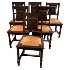 set of 6 dining chairs Charles Dudouyt 