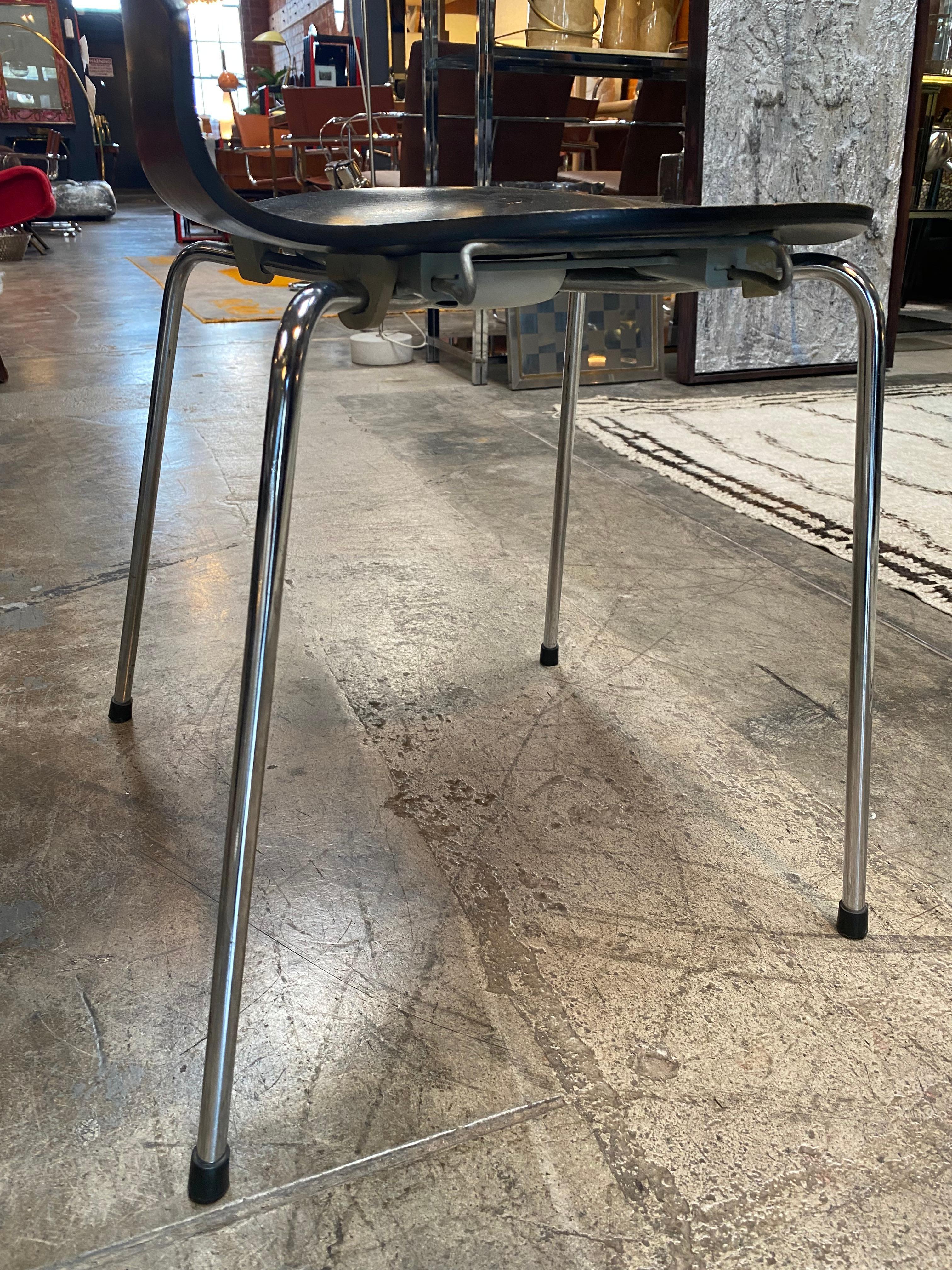 Late 20th Century Set of 6 Dining Chairs Chrome and Wood, Italy 1980 For Sale