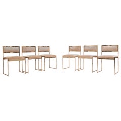 Set of 6 Dining Chairs complete in Brass Gold by Willy Rizzo