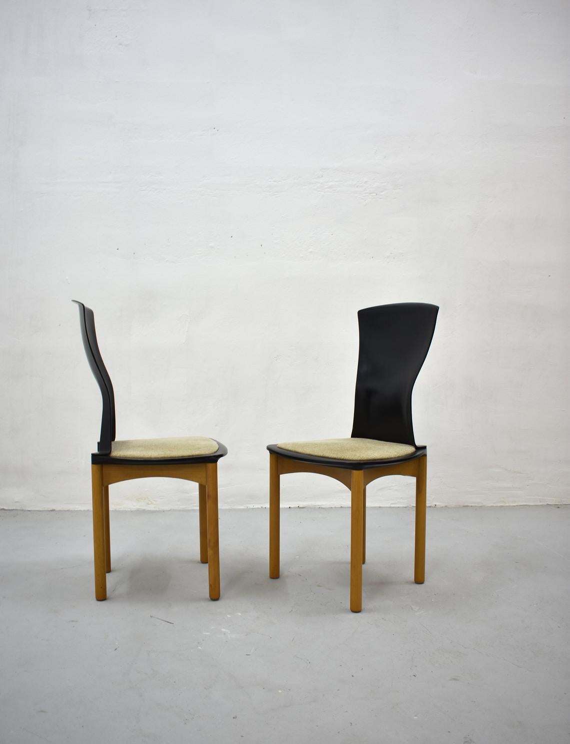 Post-Modern Set of 6 Dining Chairs Designed by Francesco Binfaré for Cassina, Italy, 1980s