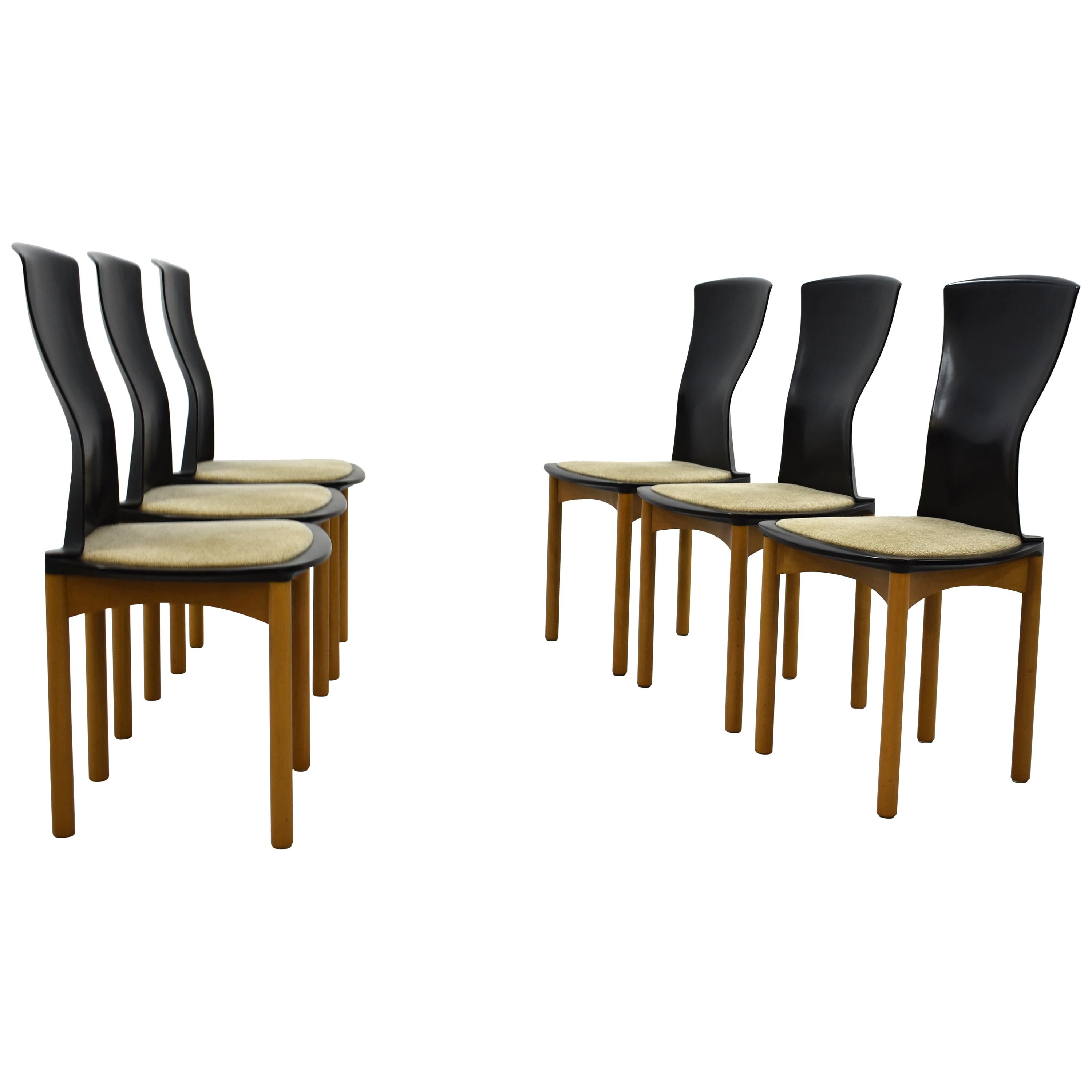 Set of 6 Dining Chairs Designed by Francesco Binfaré for Cassina, Italy, 1980s