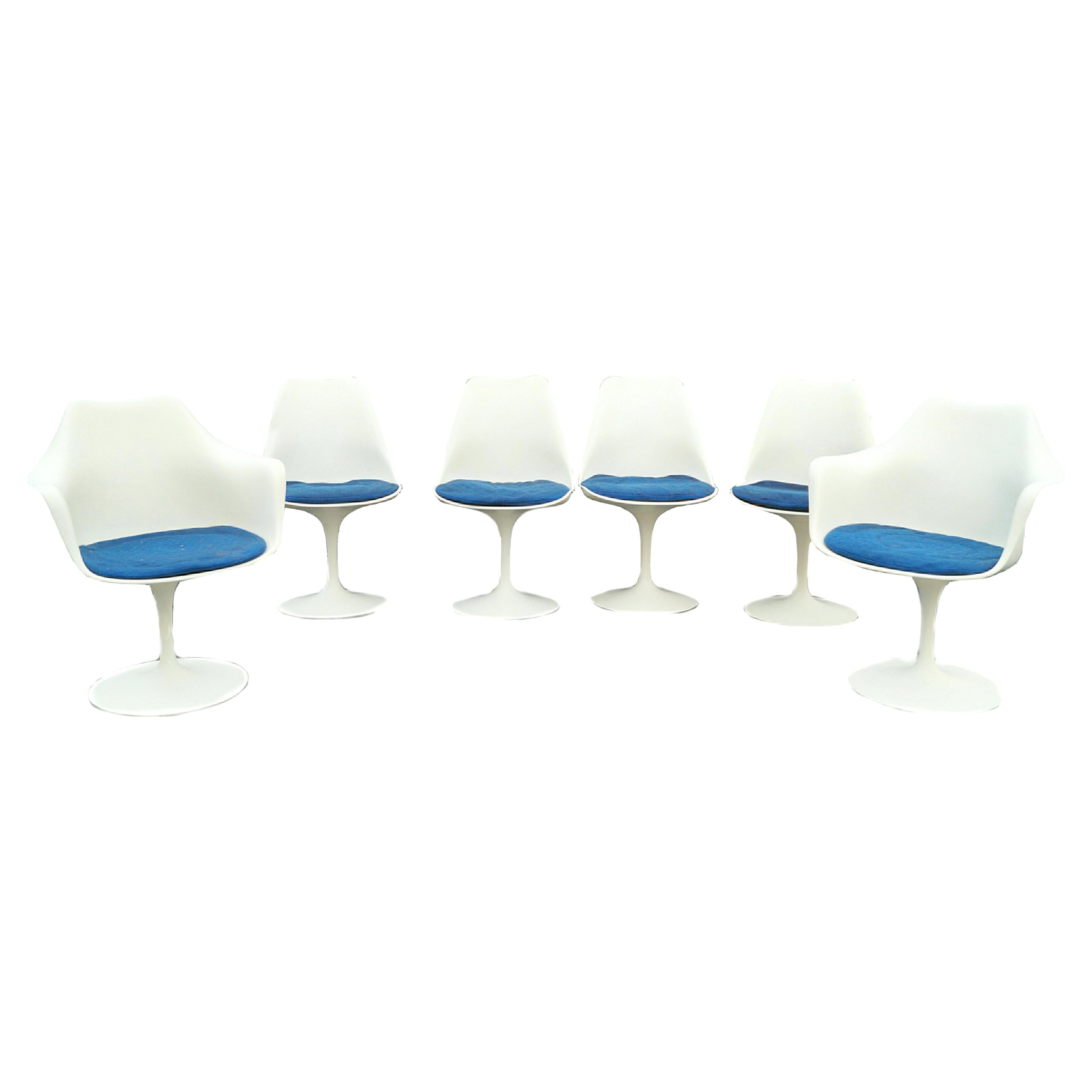 Set of 6 Dining Chairs Eero Saarinen for Knoll International Tulip Base