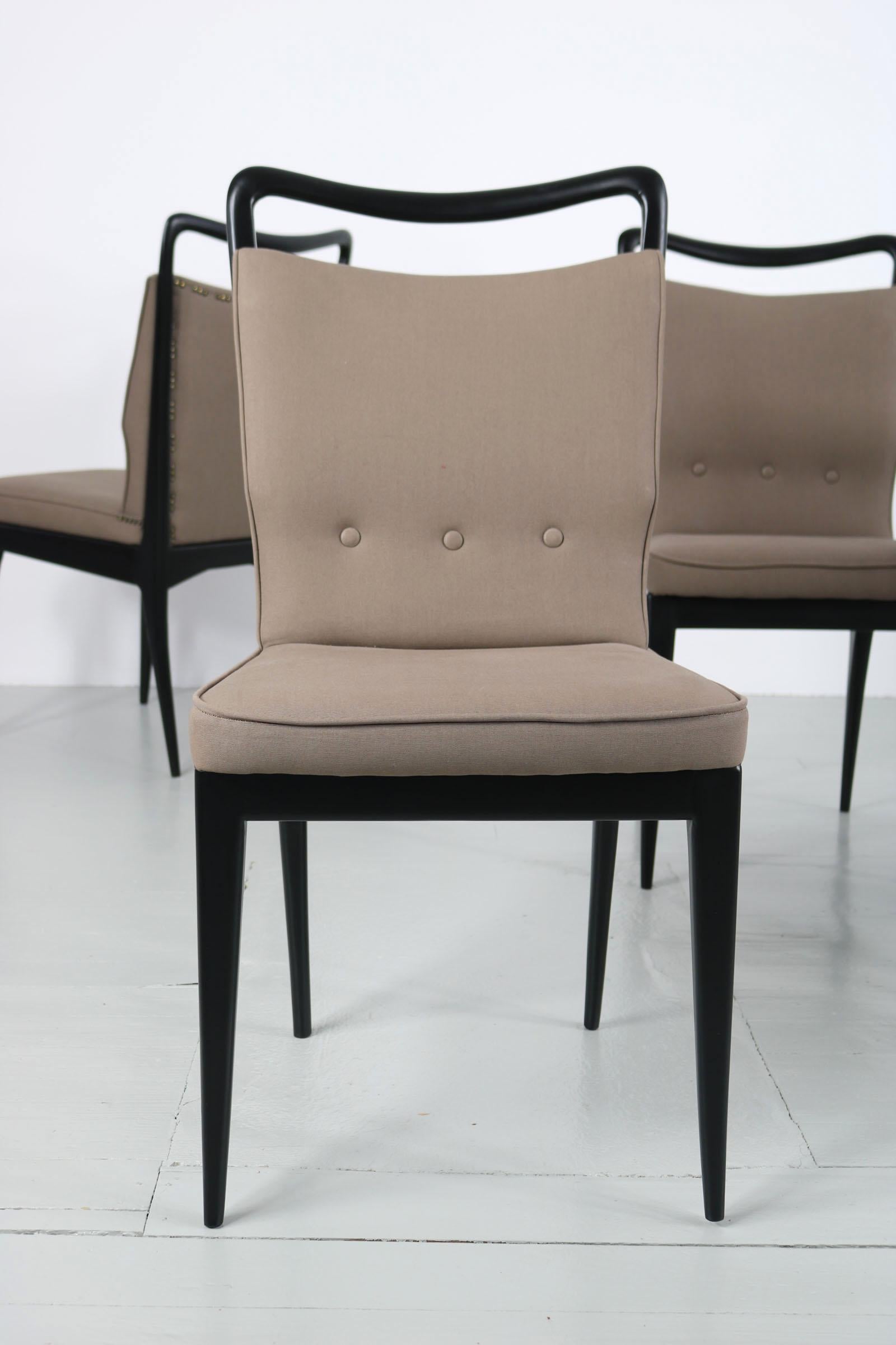 I.S.A. Bergamo Set of 6 Italian Brown Dining Chairs with black frame, 1950s 10