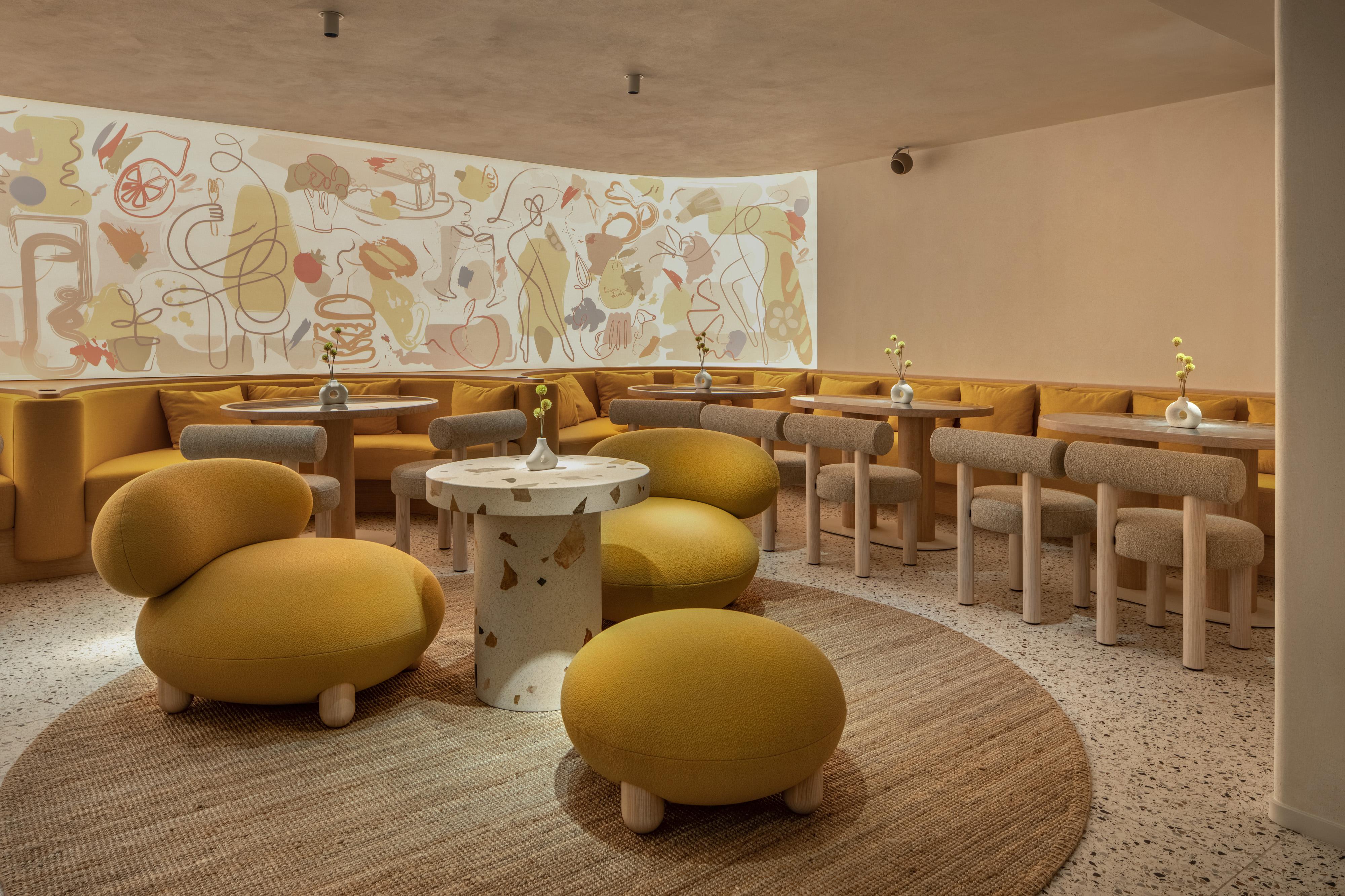 Tissu Ensemble de 6 chaises de salle à manger Gropius CS2 en velours Venus avec pieds en bois par NOOM en vente