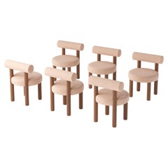 Ensemble de 6 chaises de salle à manger Gropius CS2 en velours Venus avec pieds en bois par NOOM