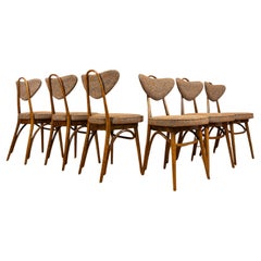 Set Of 6, Dining Chairs "Hearts" by H&J Kurmanowicz, 1950s, Poland