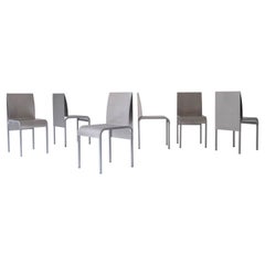 Set of 6 Dining Chairs in Bent Aluminum, Belgium 1980s