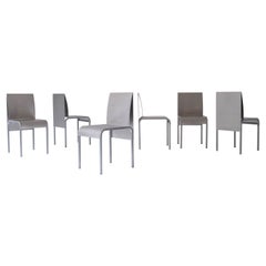 Set di 6 sedie da pranzo in alluminio piegato, Belgio anni '80