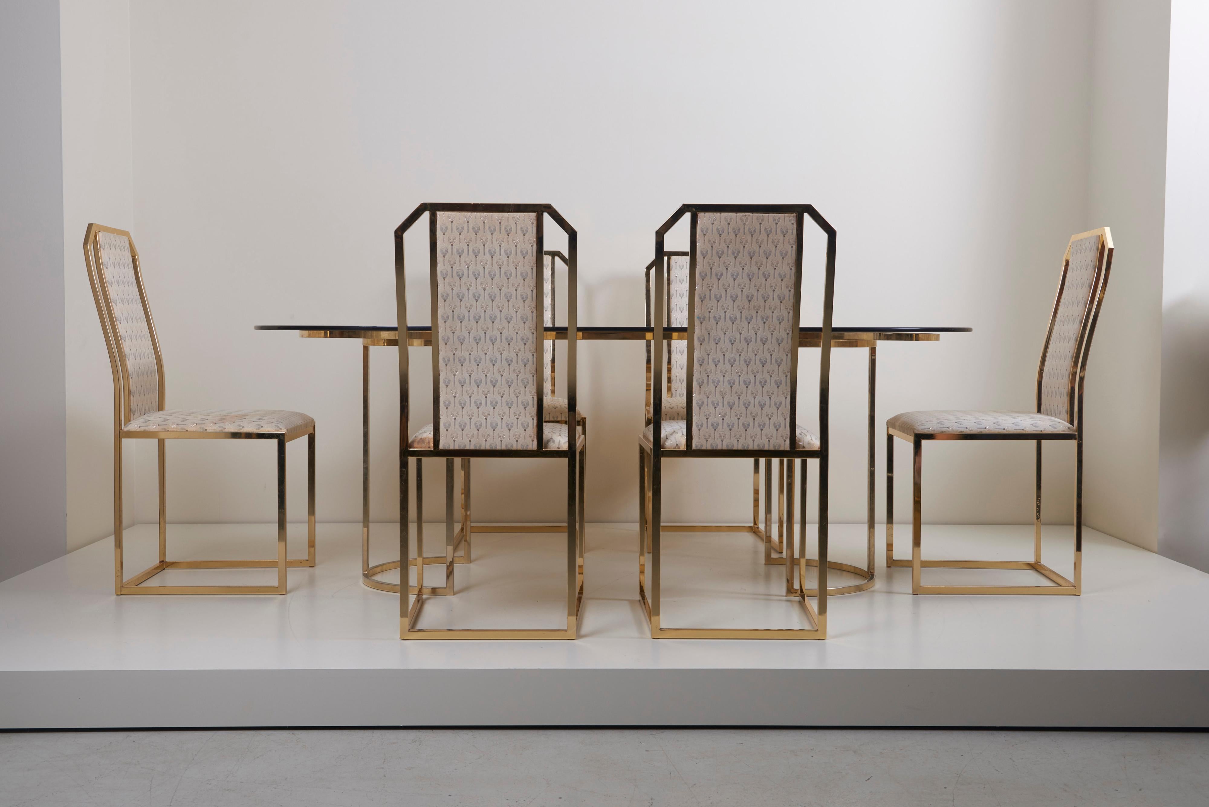 Beautiful set of 6 chairs in brass by Romeo Rega. The chairs are in a very good condition.