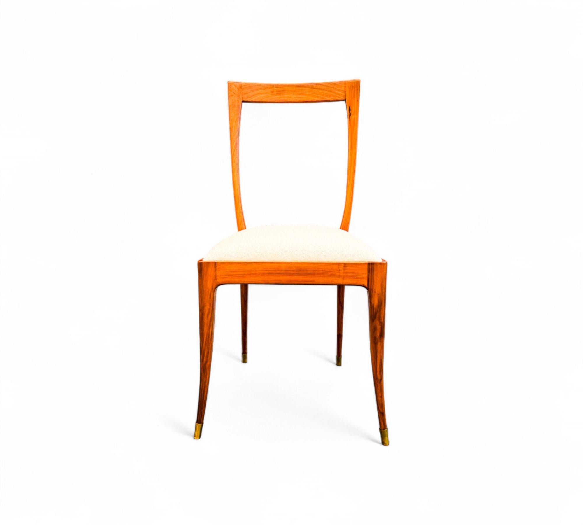 Ensemble de 6 chaises de salle à manger en caviuna et tissu, Giuseppe Scapinelli, années 1950 - Lot 681 en vente 4