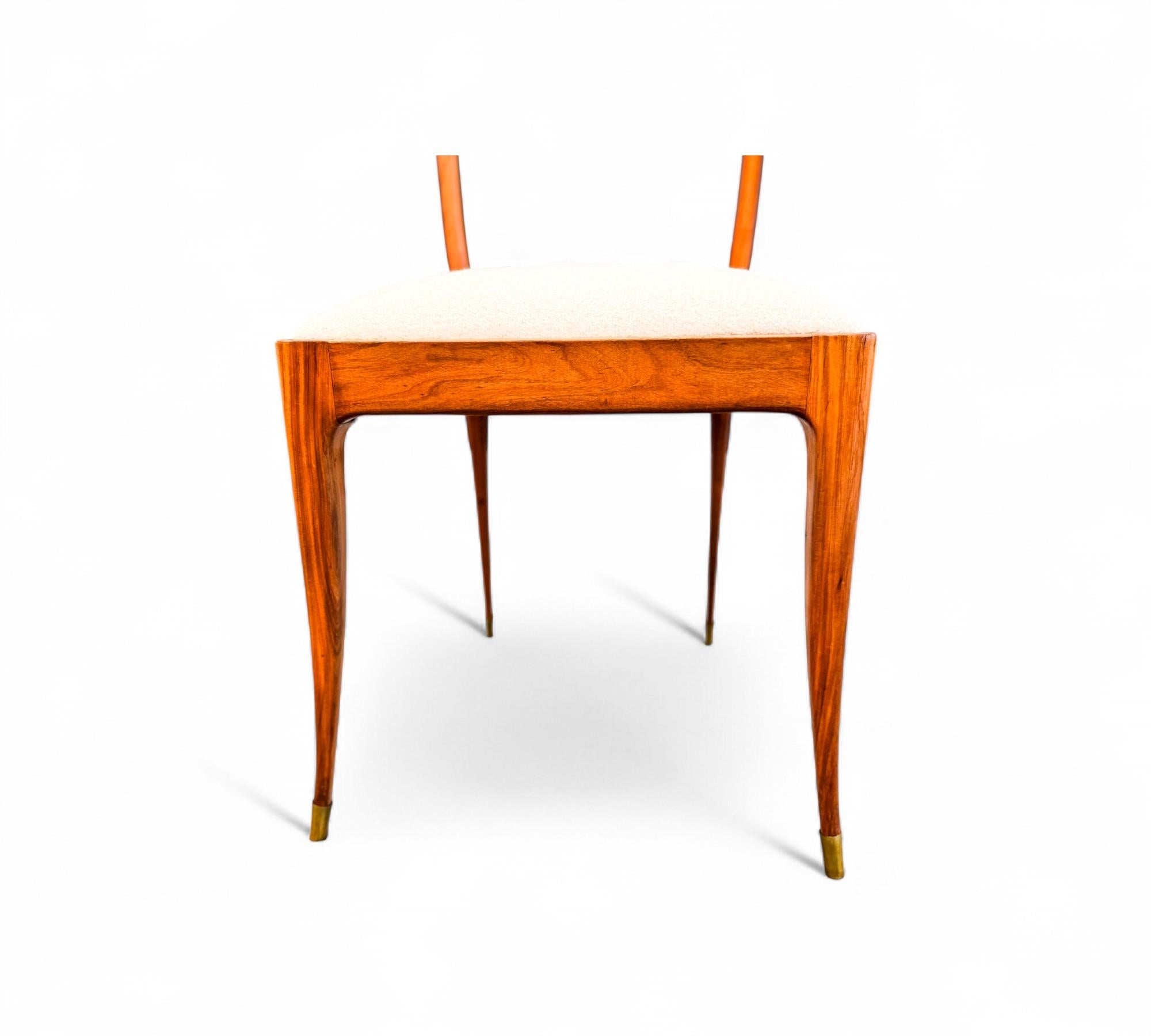 Ensemble de 6 chaises de salle à manger en caviuna et tissu, Giuseppe Scapinelli, années 1950 - Lot 681 en vente 11