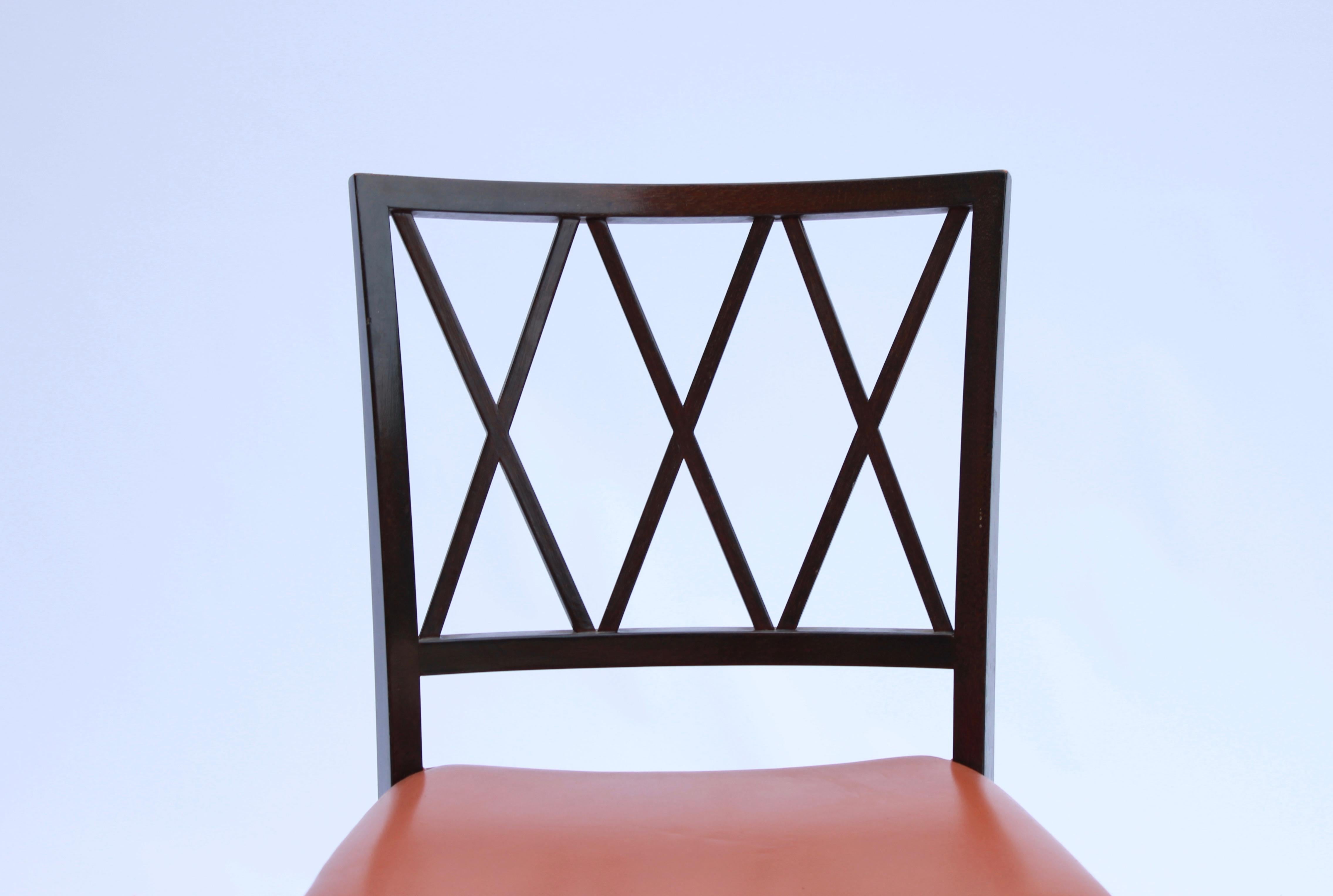 Danish Set of 6 Dining Chairs in Dark Mahogany by Ole Wanscher, 1960s