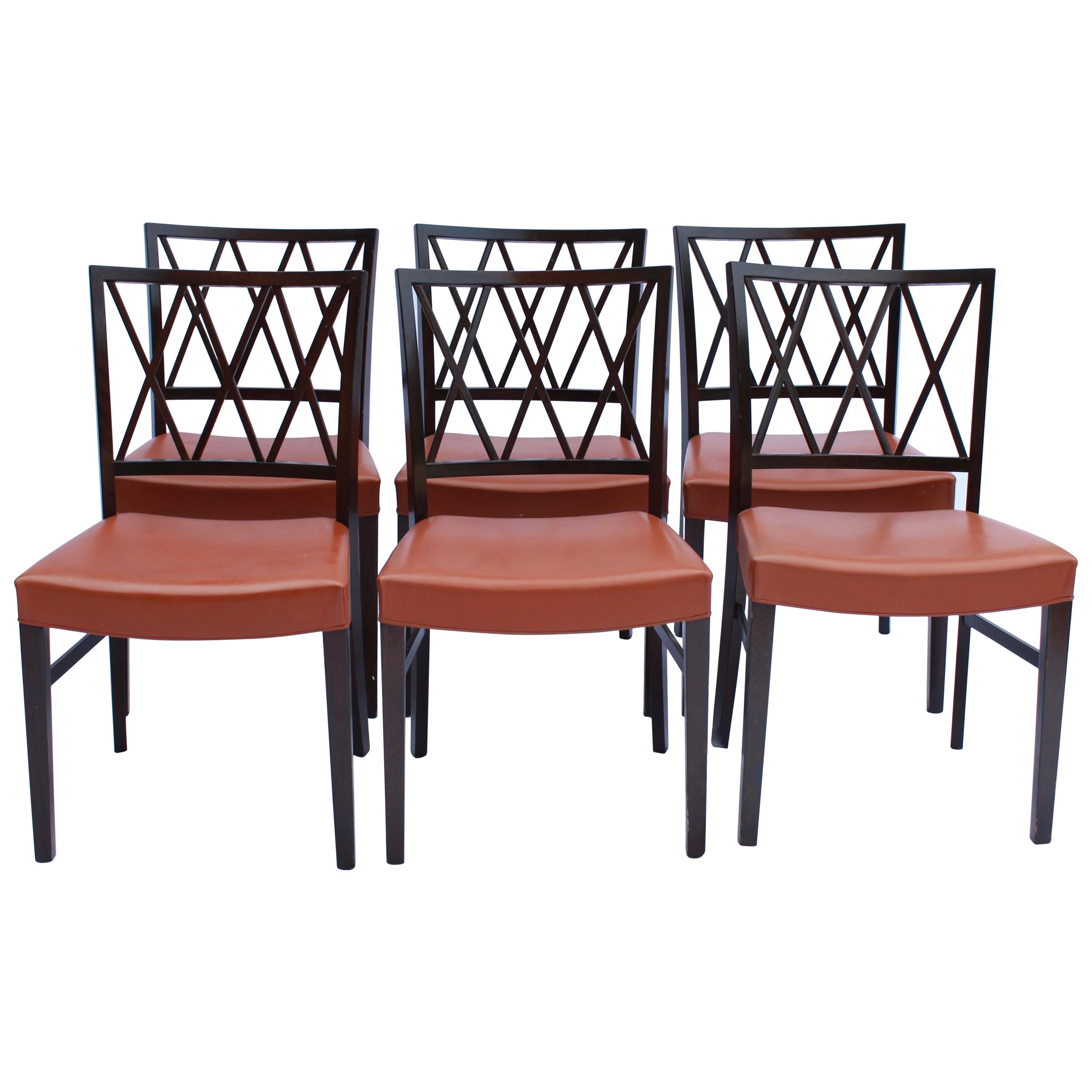 Set of 6 Dining Chairs in Dark Mahogany by Ole Wanscher, 1960s
