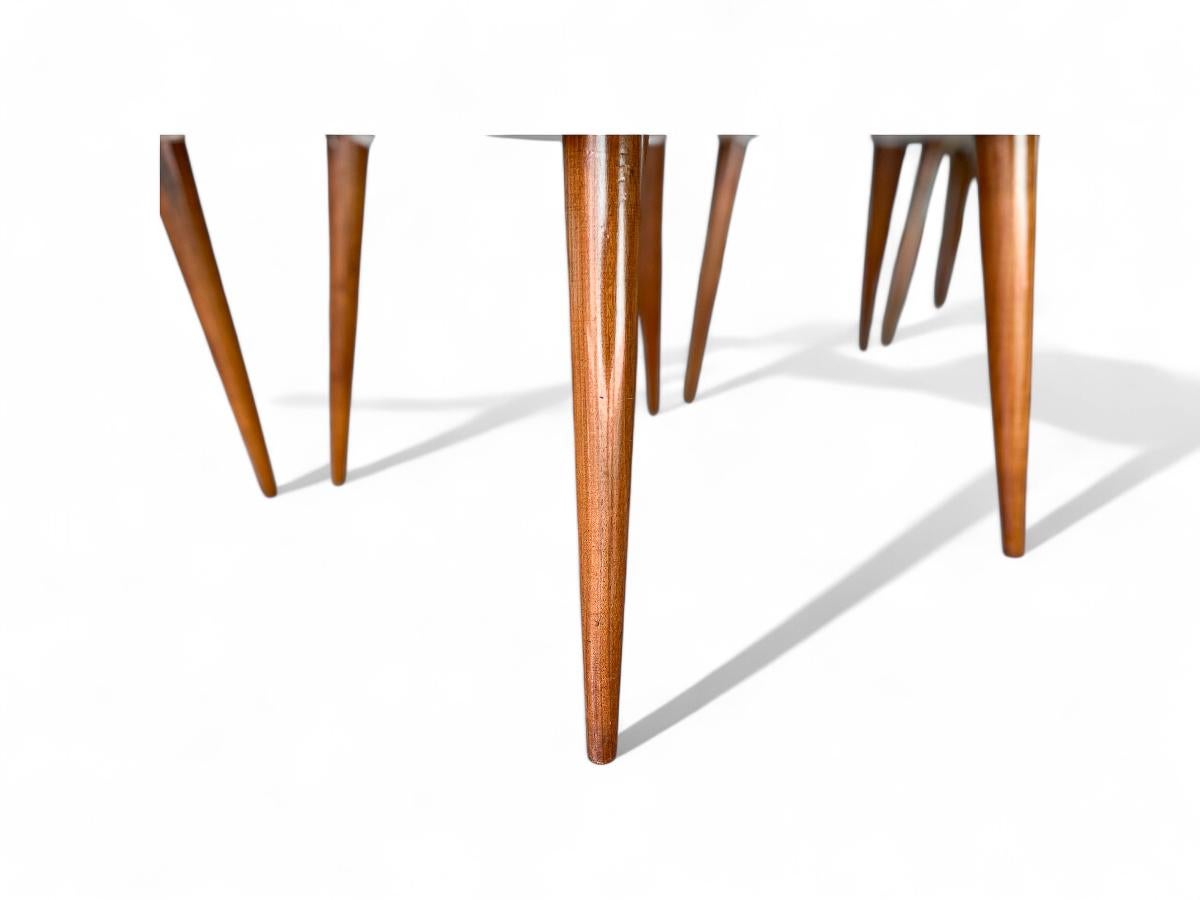 Set di 6 sedie da pranzo in legno duro e tessuto di Giuseppe Scapinelli, 1950 ca. in vendita 5